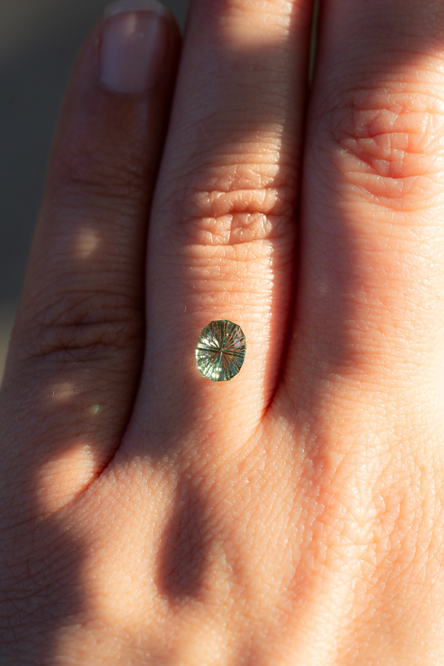 1.09 Carat Leafy Green Fantasy Cut Lab Sapphire