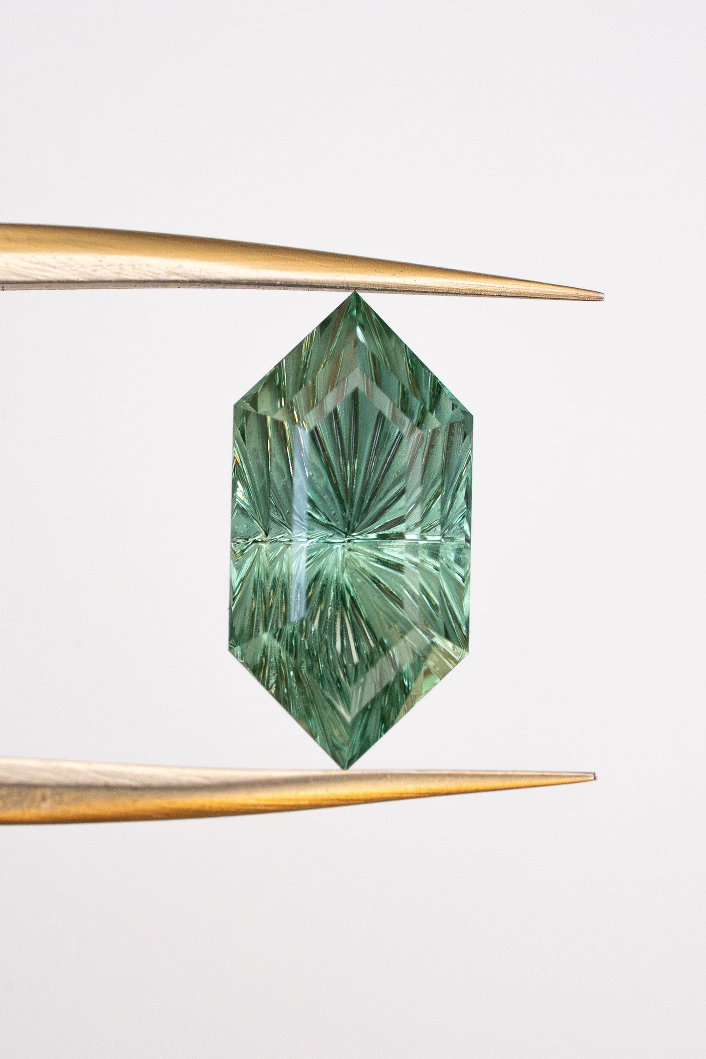 1.76 Carat Pale Green Fantasy Cut Lab Sapphire