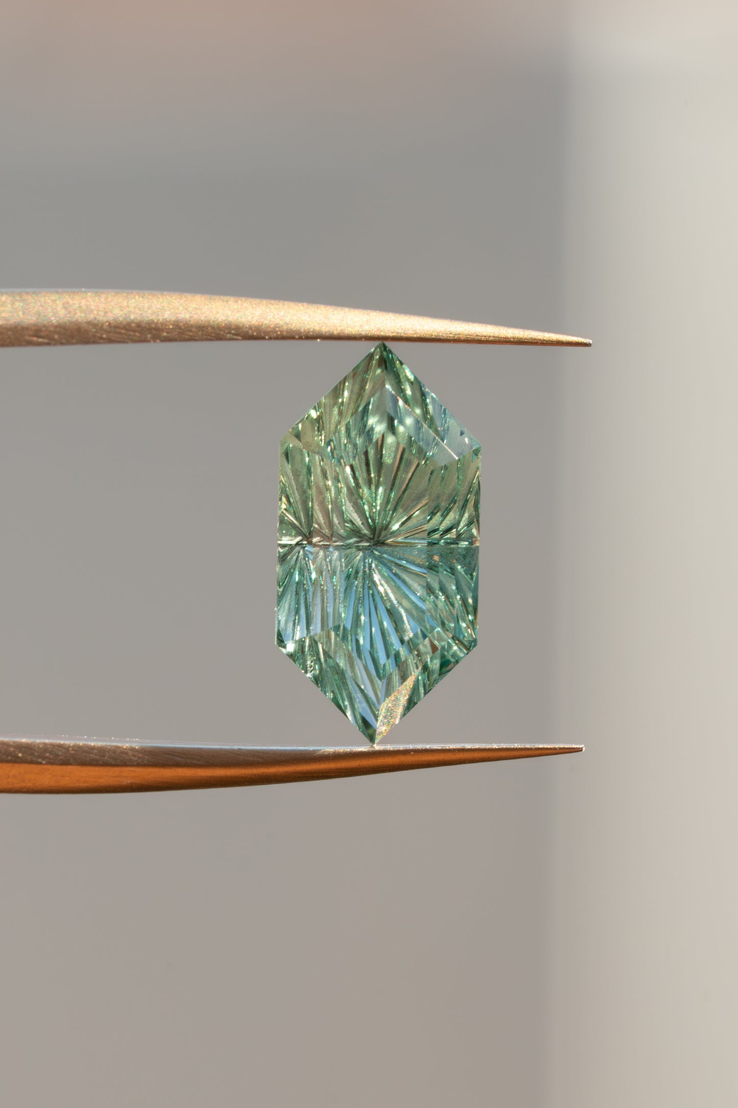 1.76 Carat Pale Green Fantasy Cut Lab Sapphire