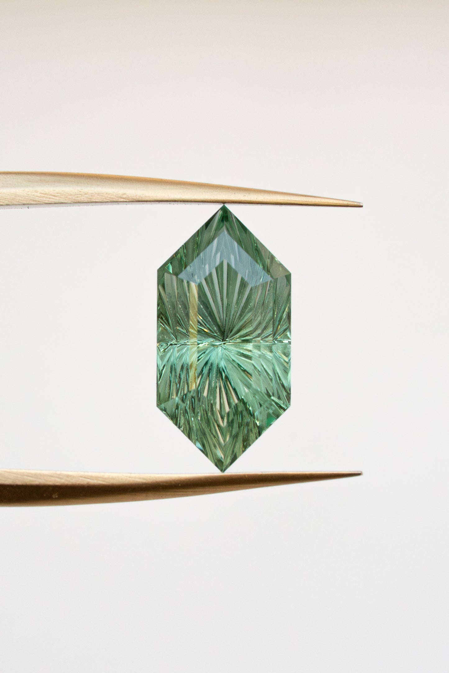 1.76 Carat Pale Green Fantasy Cut Lab Sapphire