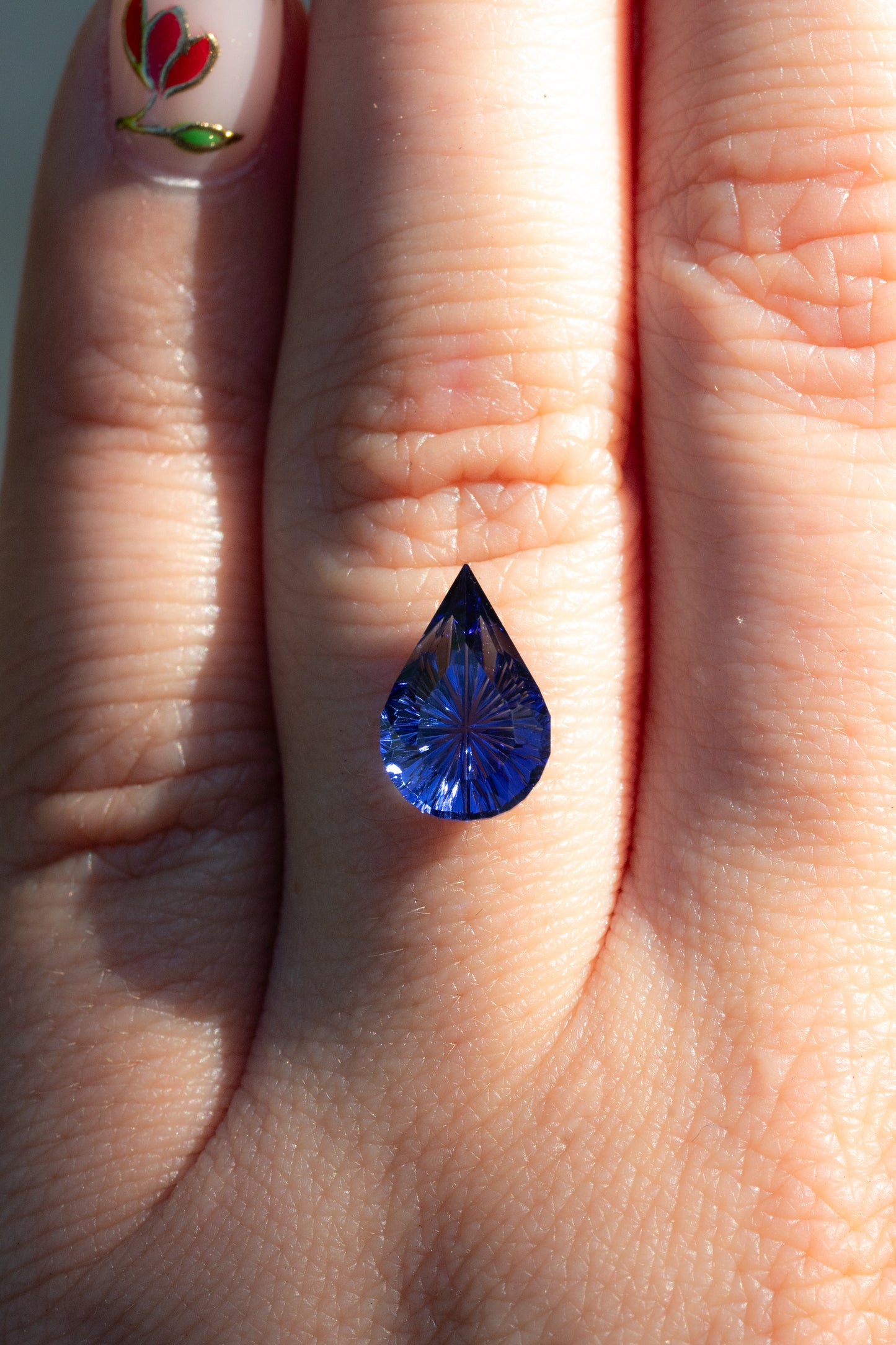 2.94 Carat “The Falcon” Blue Fantasy Cut Lab Sapphire