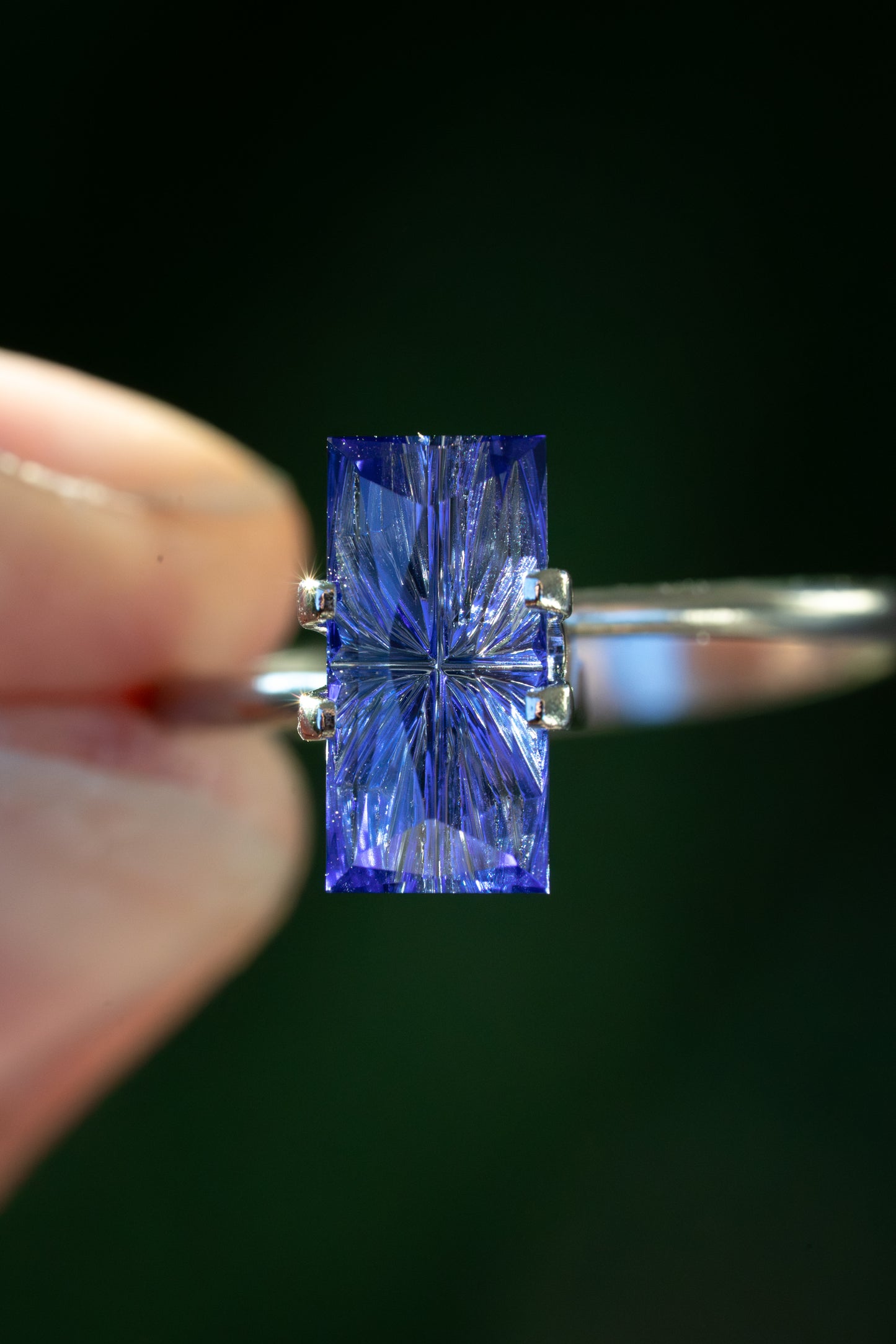 3.12 Carat Medium Blue Fantasy Cut Lab Sapphire