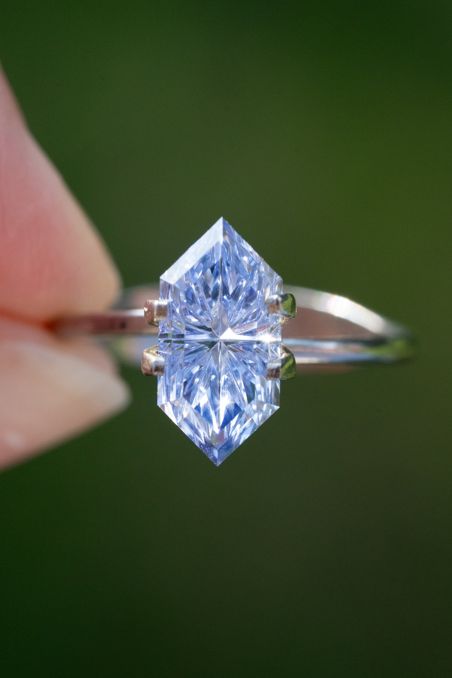 3.73 Carat Medium Periwinkle Fantasy Cut Lab Sapphire