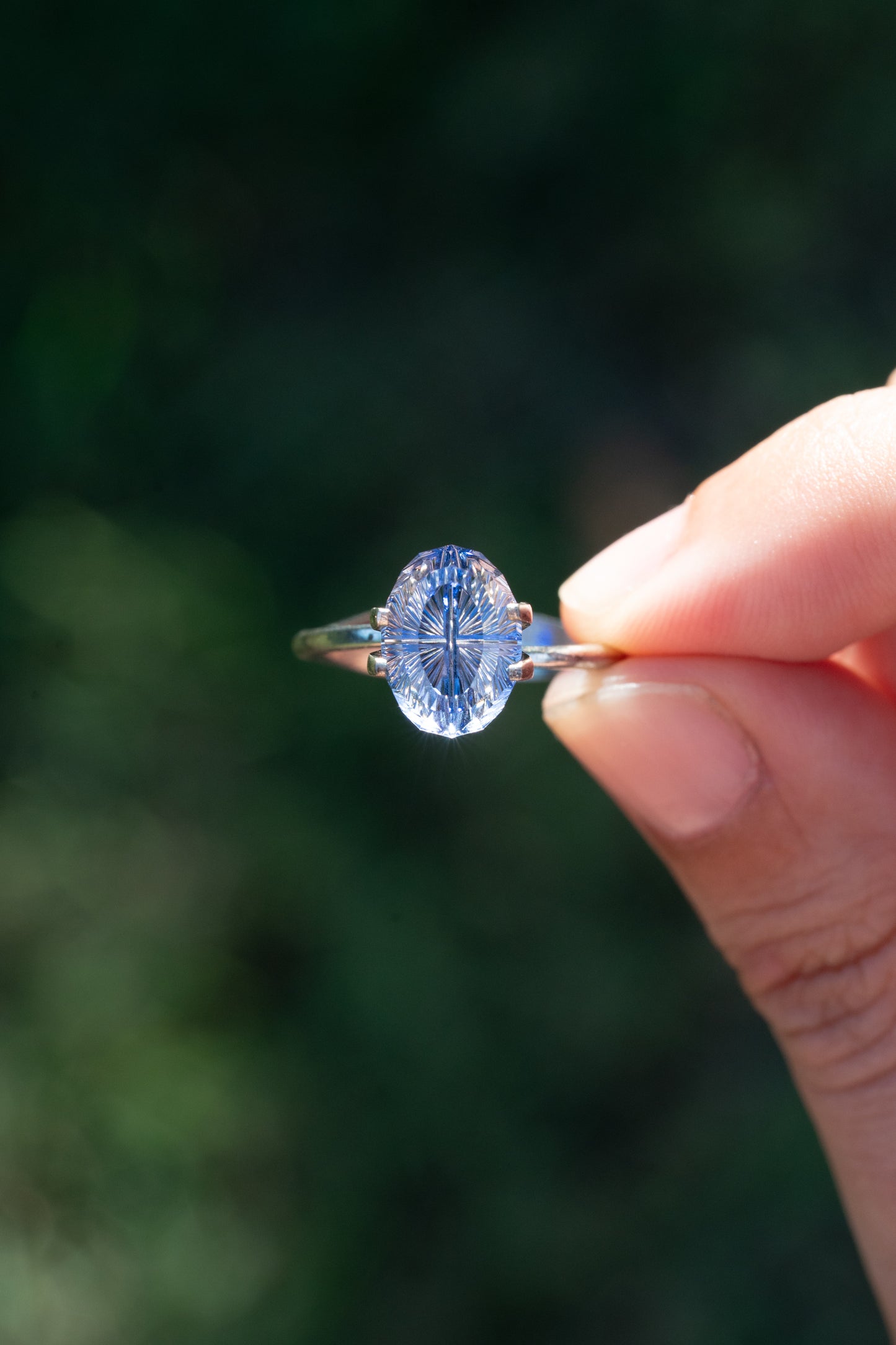 4.94 Carat Two-Tone Light Blue Fantasy Cut Lab Sapphire
