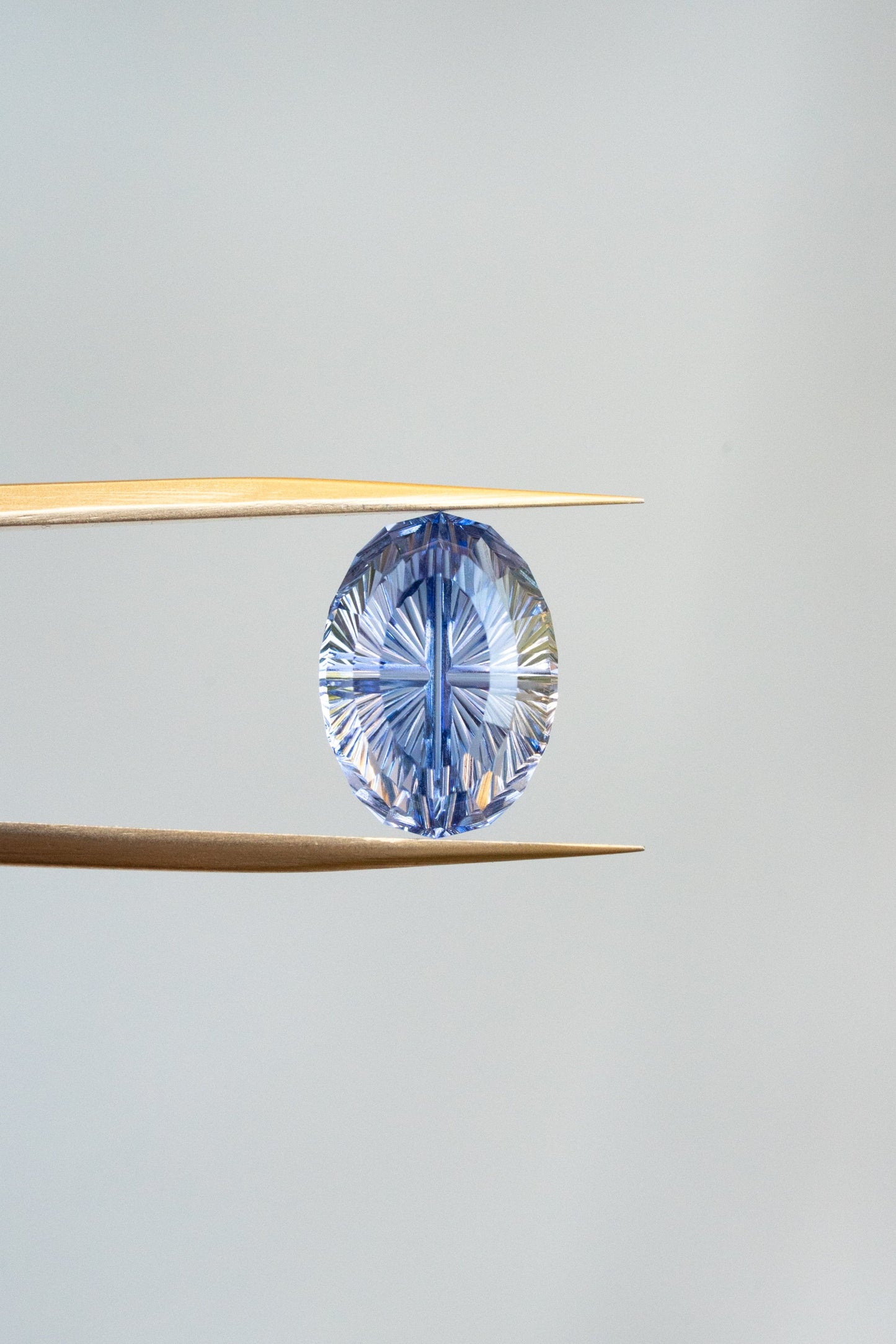4.94 Carat Two-Tone Light Blue Fantasy Cut Lab Sapphire