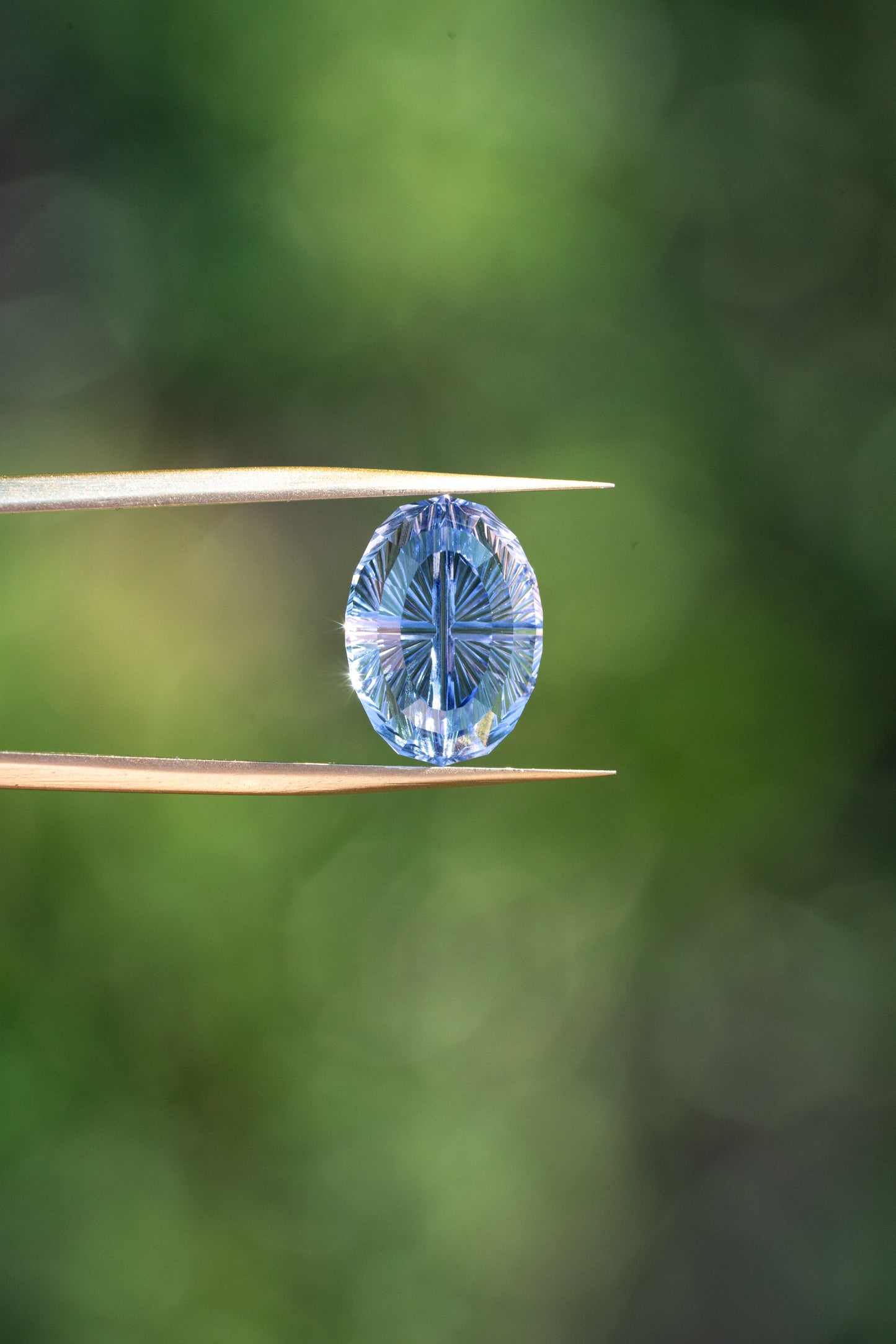 4.94 Carat Two-Tone Light Blue Fantasy Cut Lab Sapphire