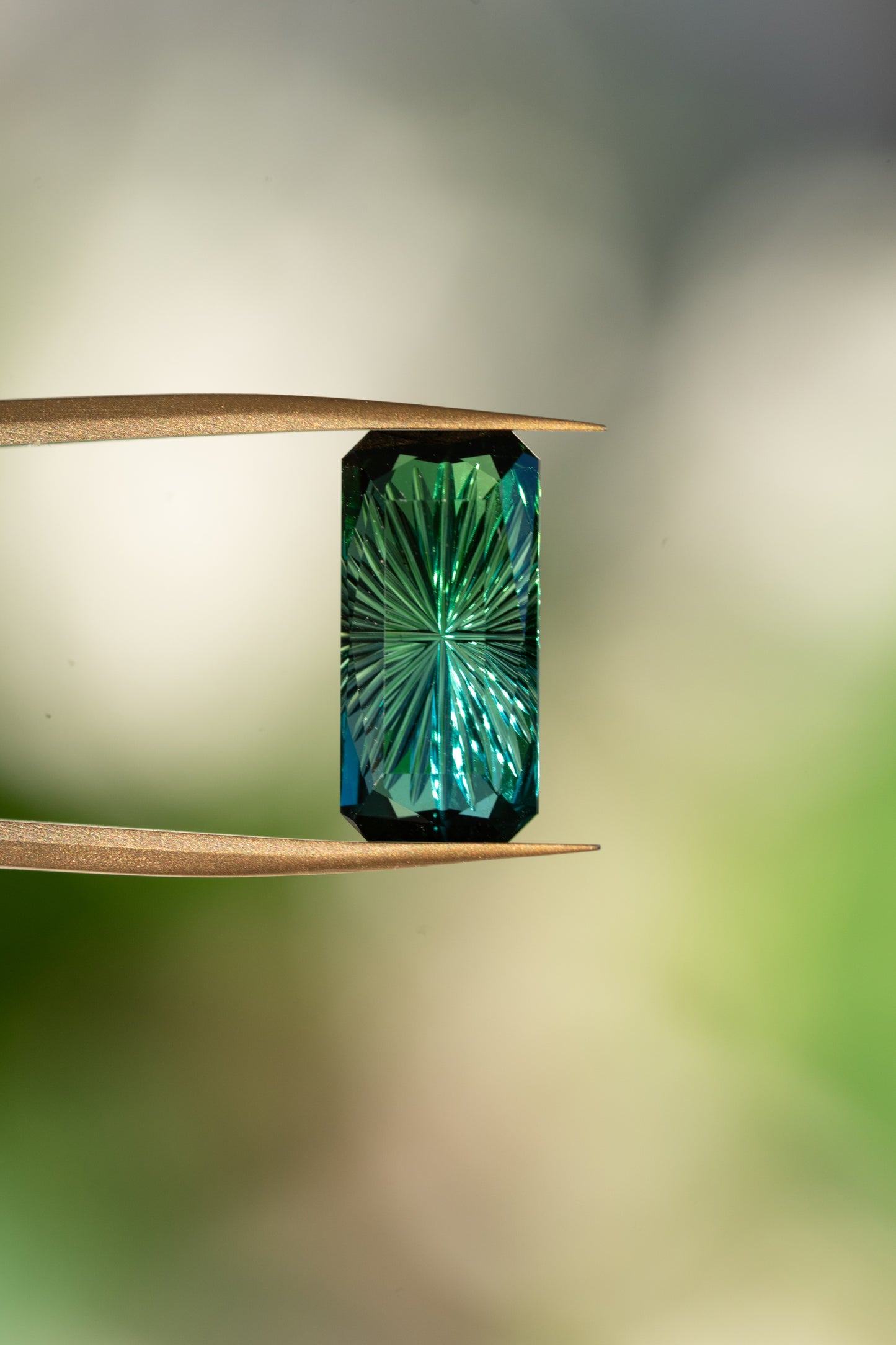3.36 Carat Bi-Color Blue Green Fantasy Cut Natural Tourmaline