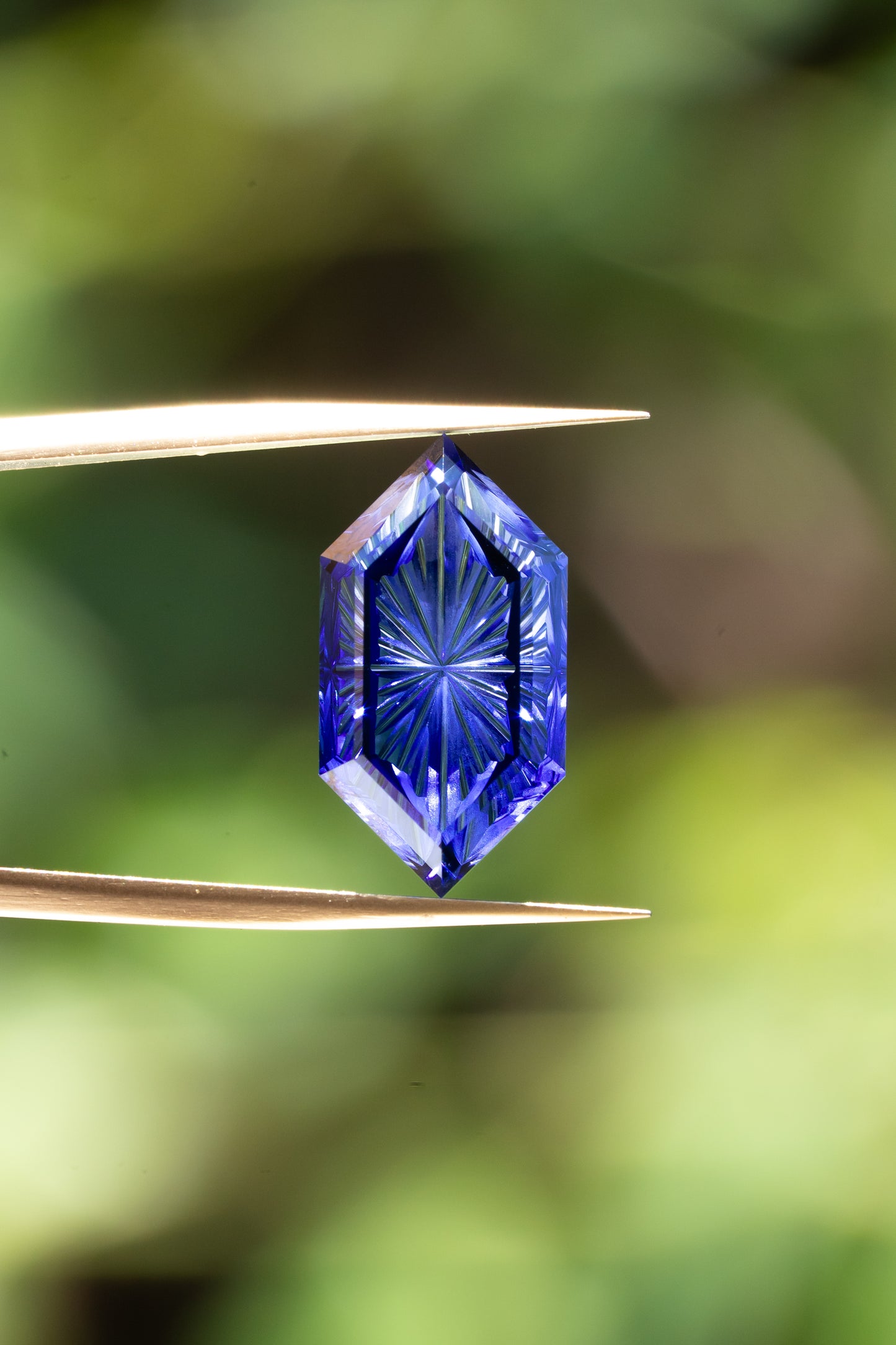 5.73 Carat Two-Tone Light Blue Fantasy Cut Lab Sapphire