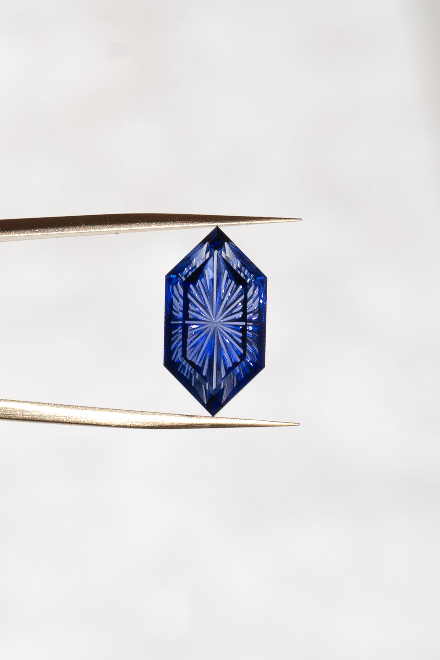 5.73 Carat Two-Tone Light Blue Fantasy Cut Lab Sapphire