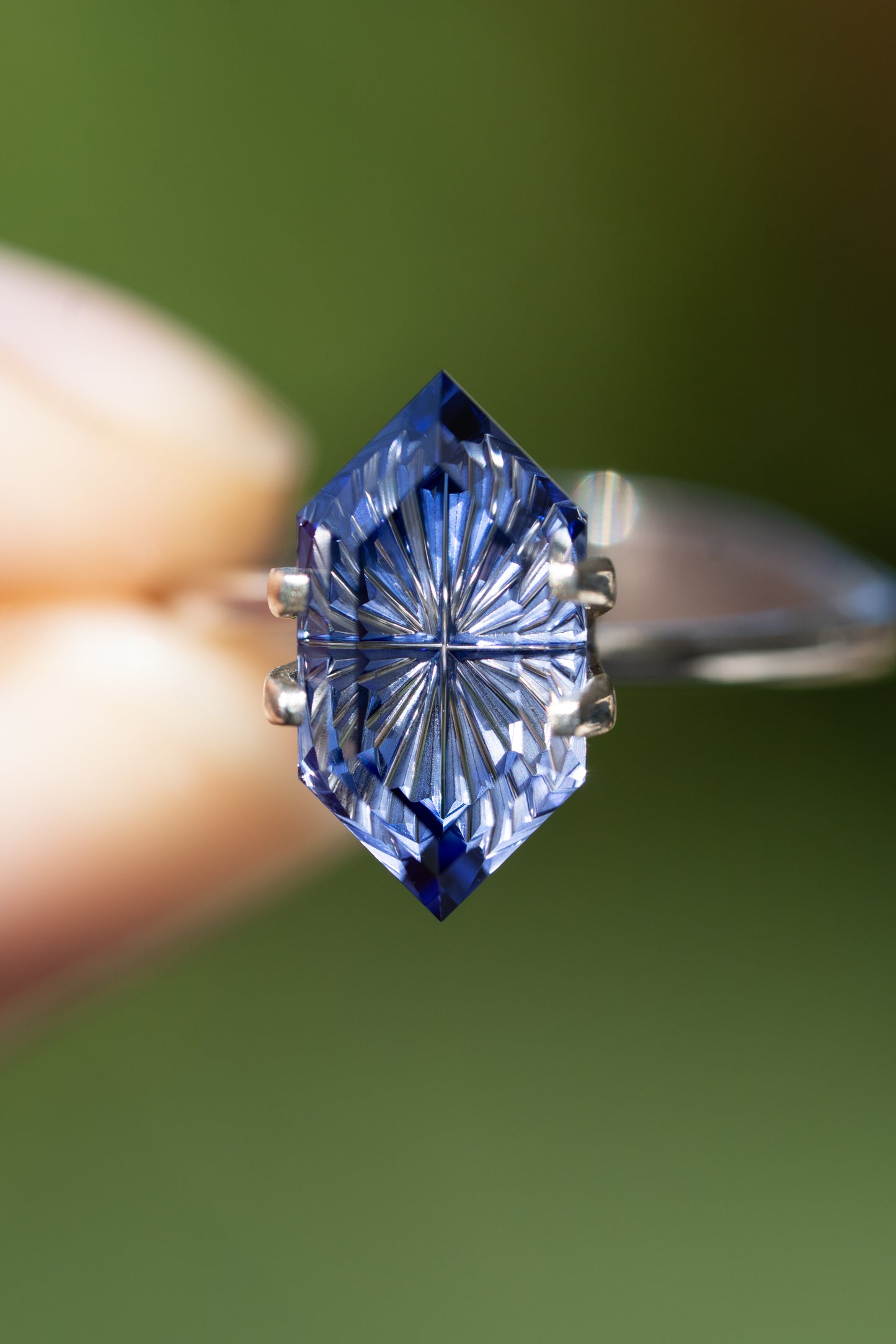 4.55 Carat Two Toned Blue Fantasy Cut Lab Sapphire