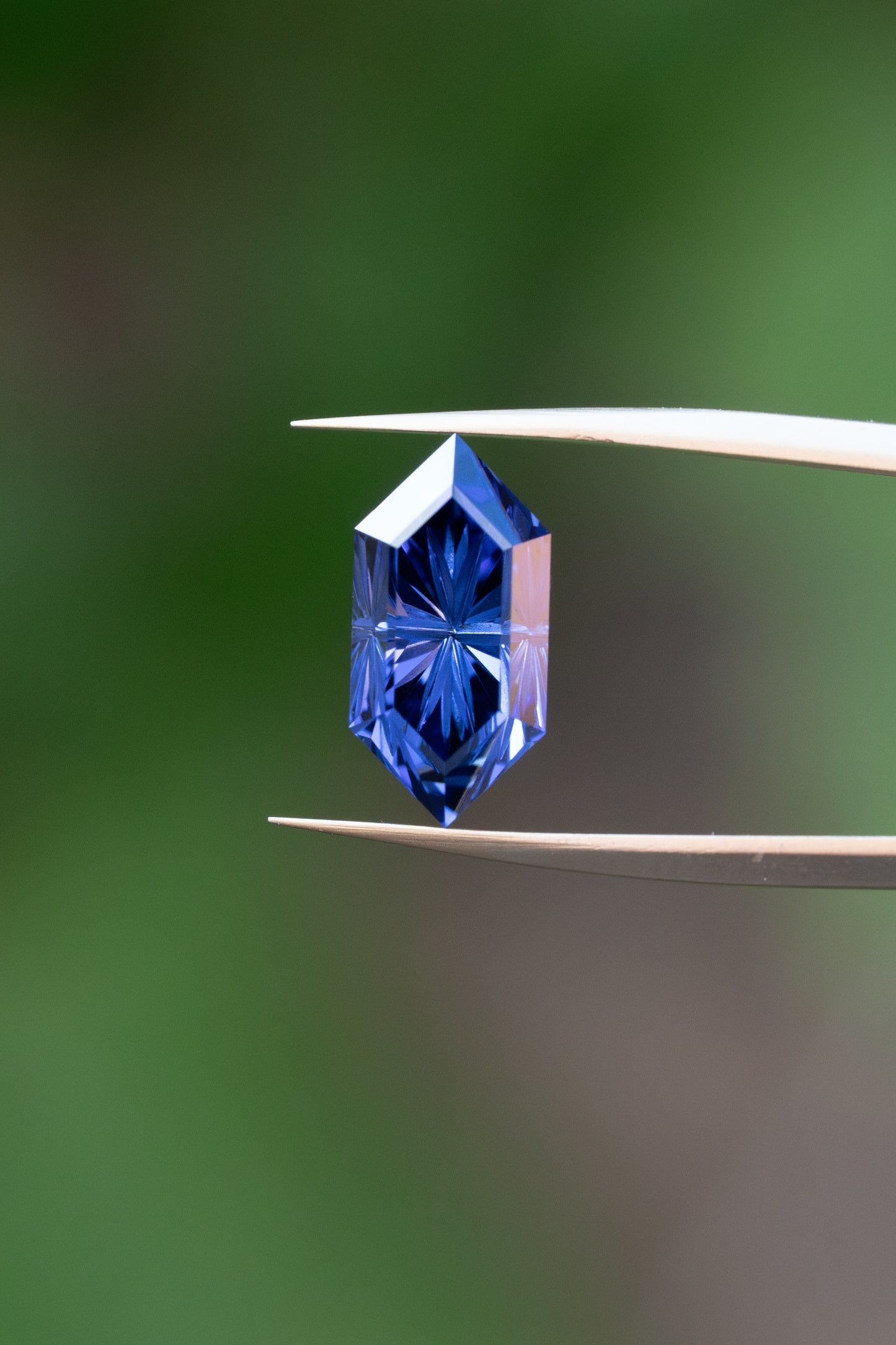 3.0 Carat Dark Blue Fantasy Cut Lab Sapphire