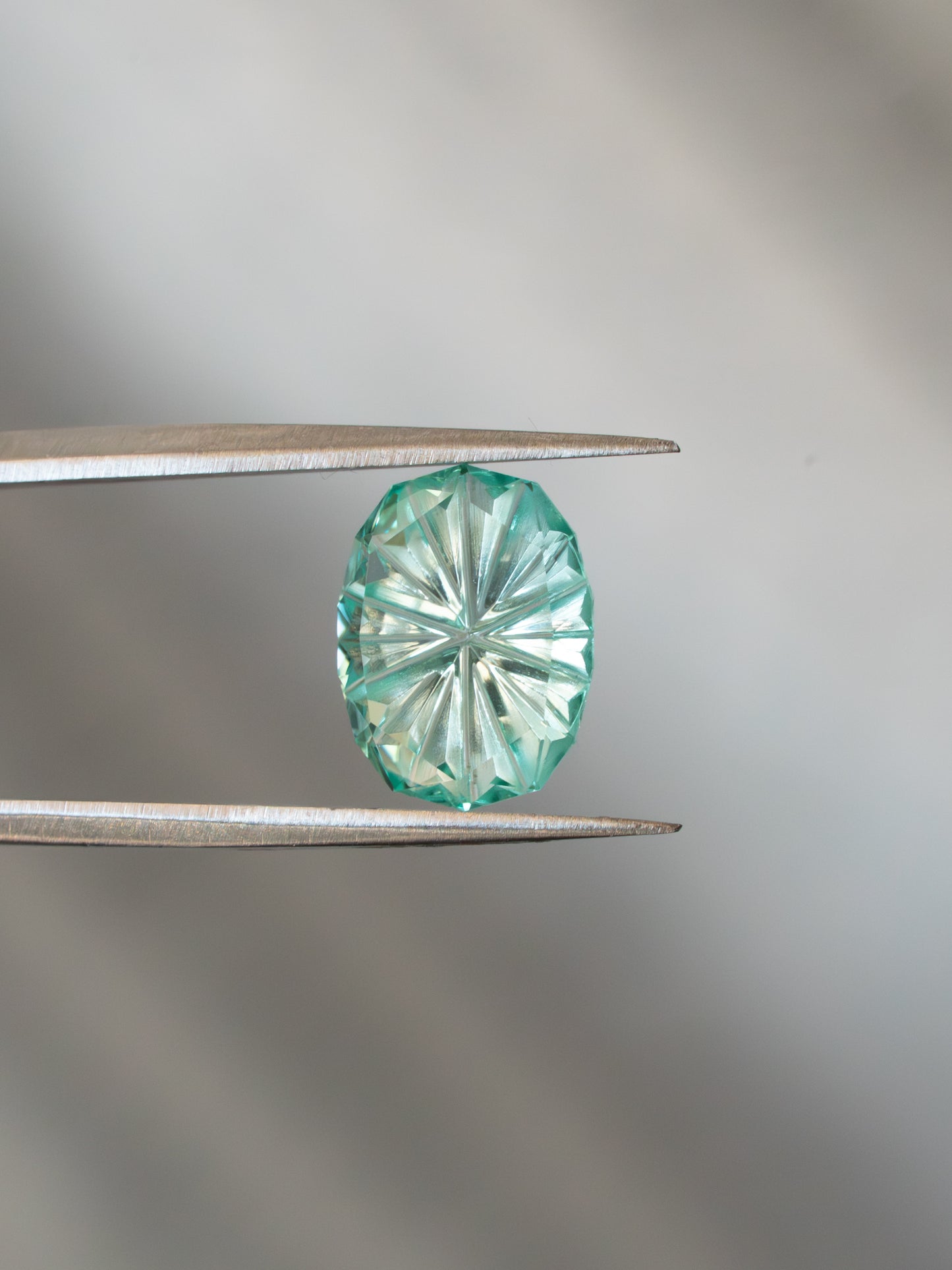 2.45 Carat Lagoon-Green Fantasy Cut Lab Sapphire