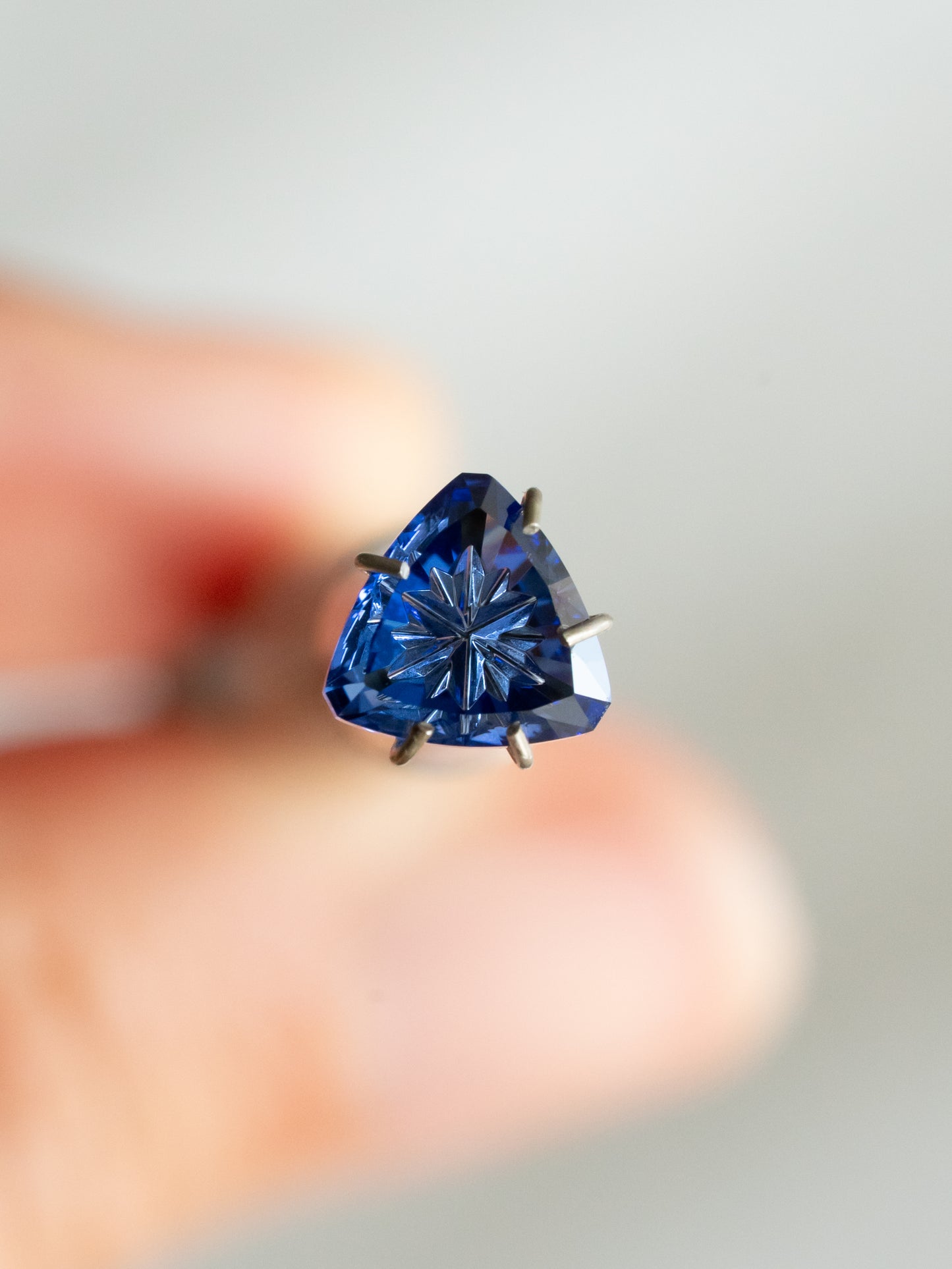 1.42 Carat Medium Blue Fantasy Cut Lab Sapphire