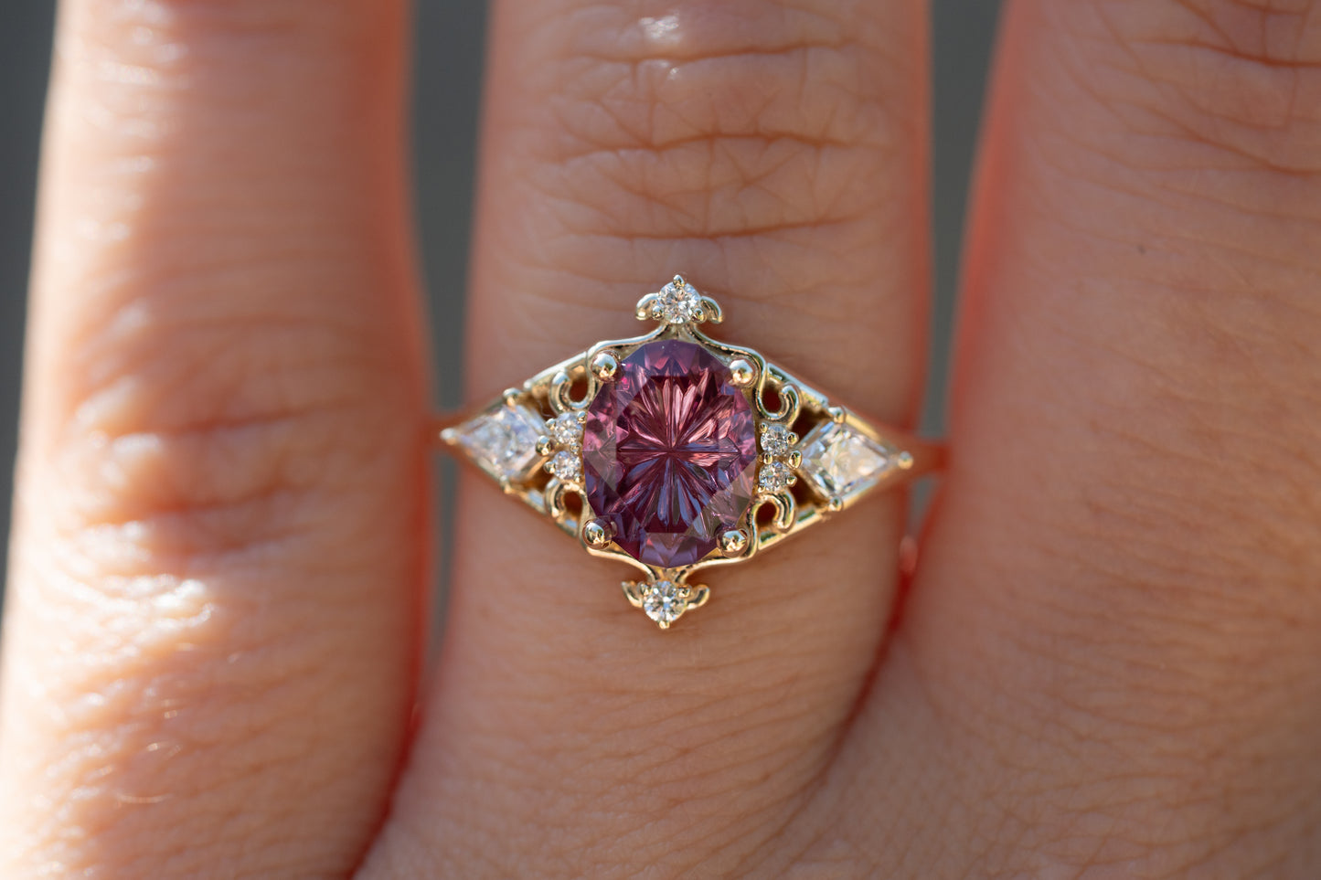 The Solara Ring with 1.5 Carat Garnet- Size 7