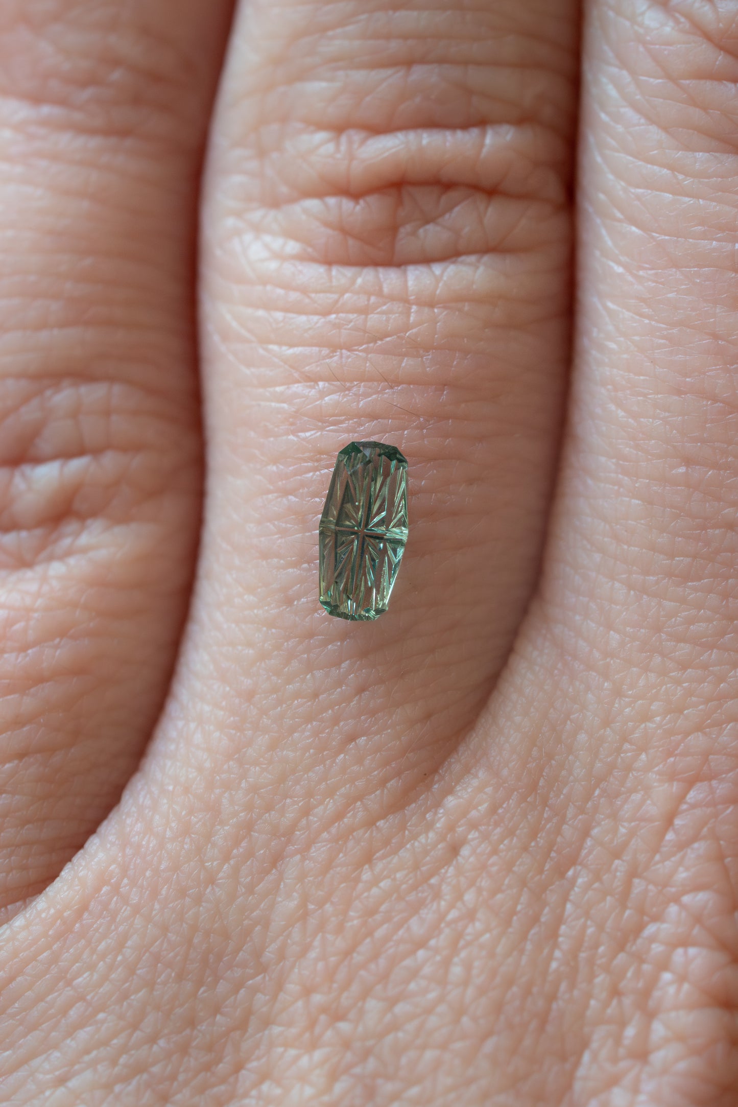 0.76 Carat Olive Green Fantasy Cut Cushion Montana Sapphire