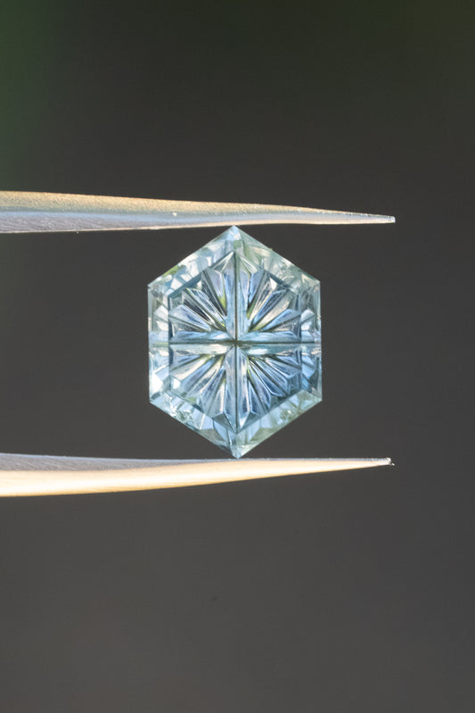 0.88 Carat Light Turquoise Fantasy Cut Montana Sapphire