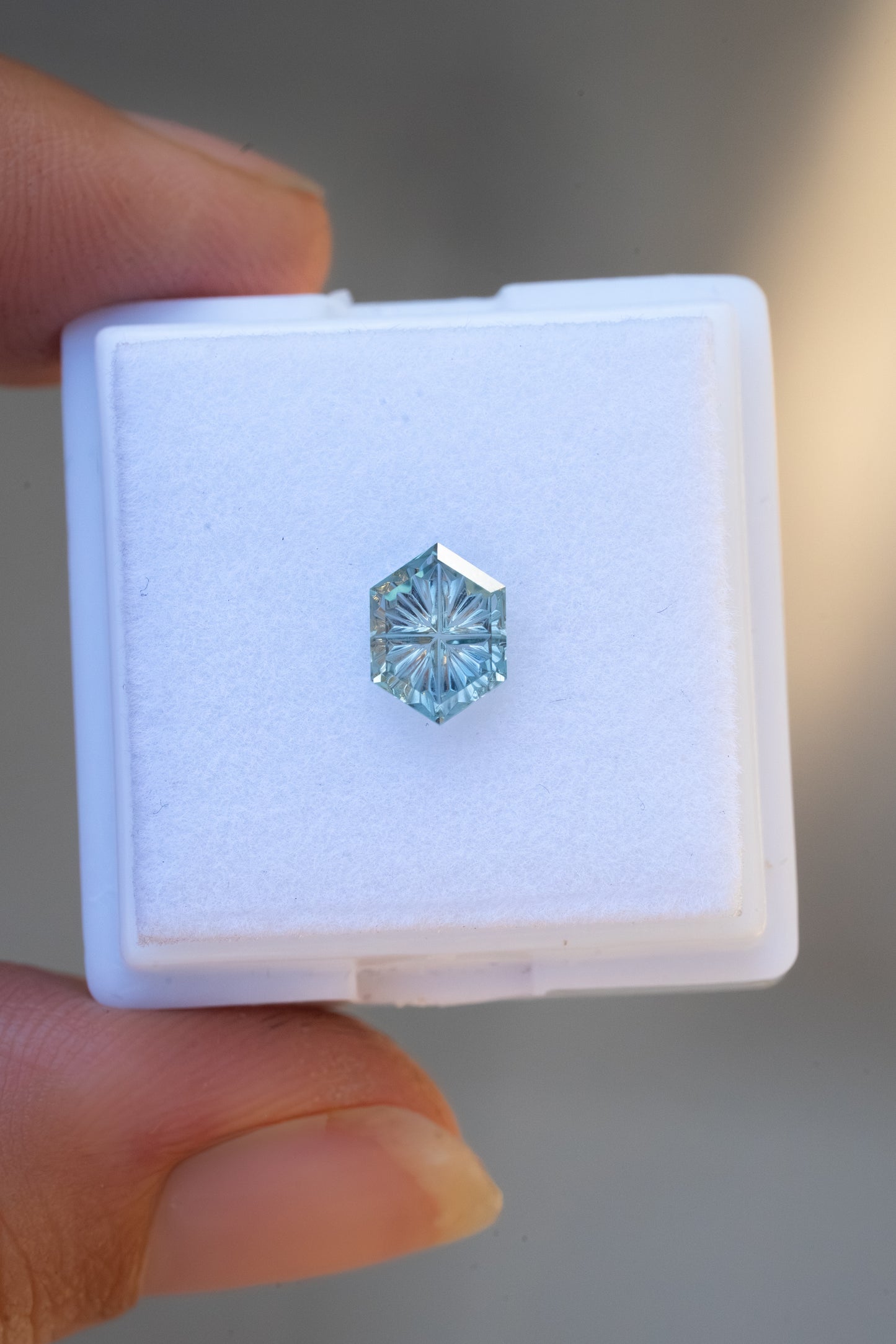 0.88 Carat Light Turquoise Fantasy Cut Montana Sapphire
