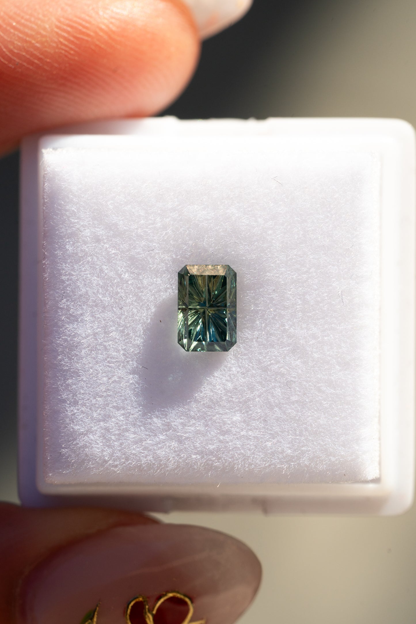 0.97 Carat Two-Tone Green Fantasy Cut Kenyan Sapphire