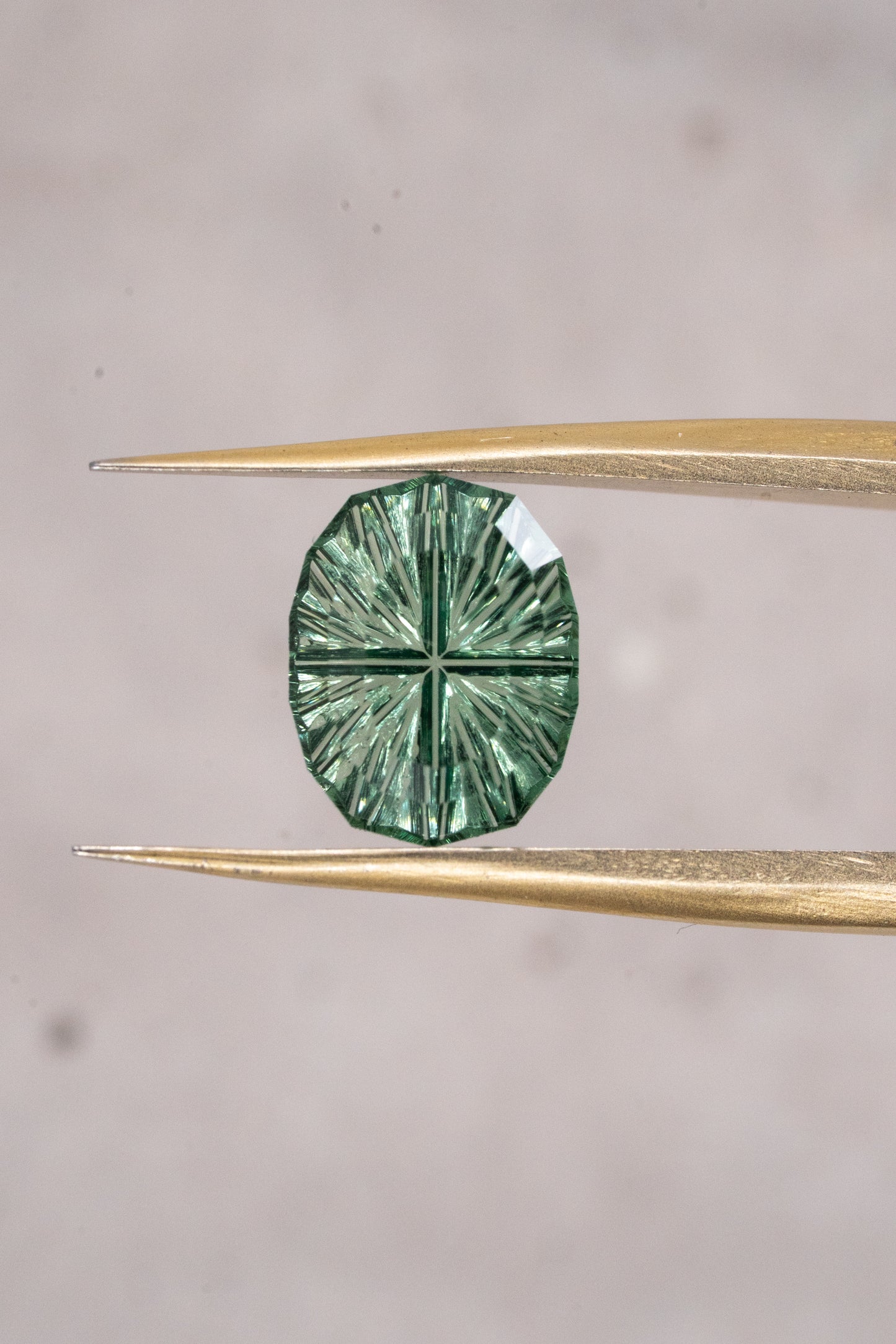 1.09 Carat Leafy Green Fantasy Cut Lab Sapphire