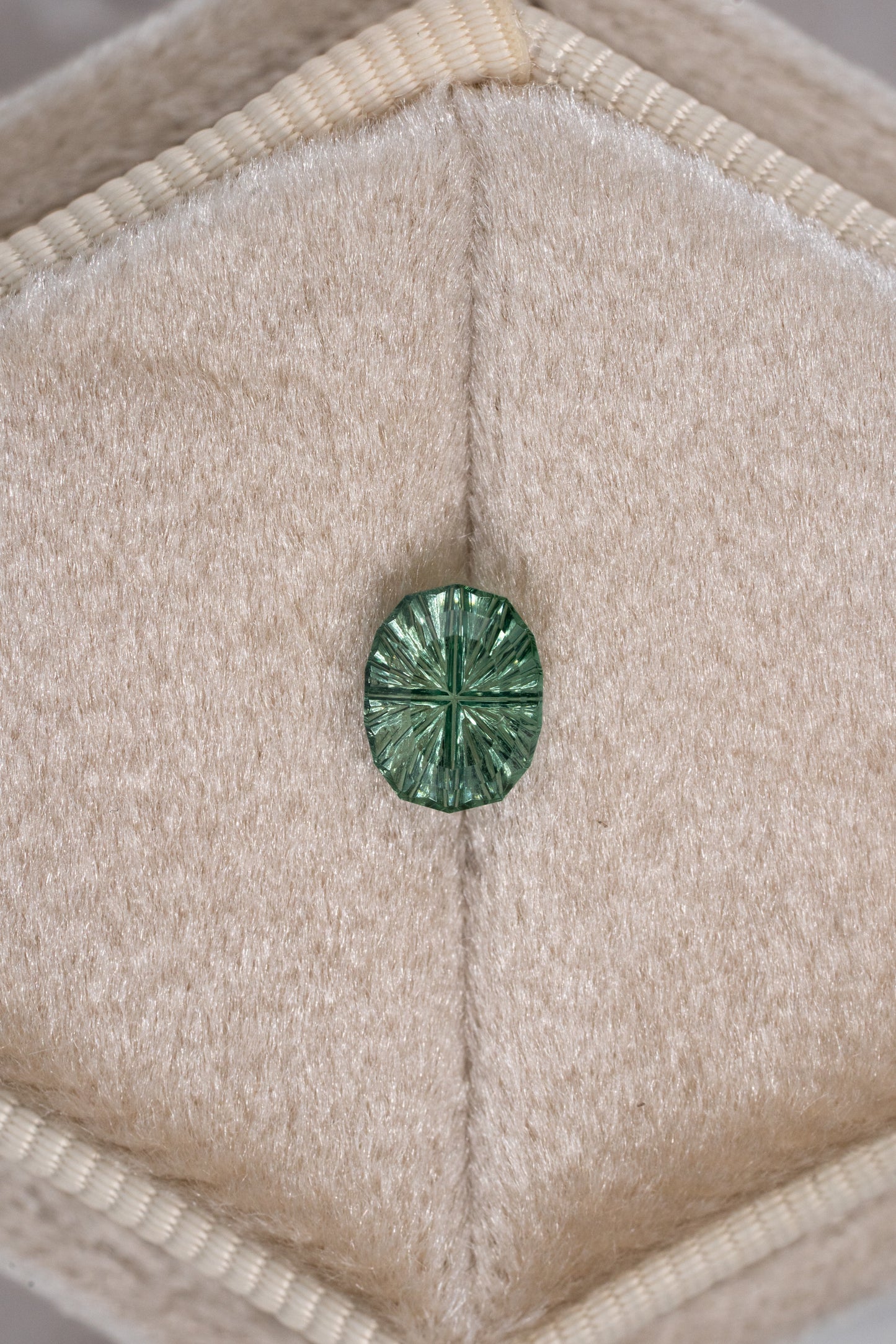 1.09 Carat Leafy Green Fantasy Cut Lab Sapphire