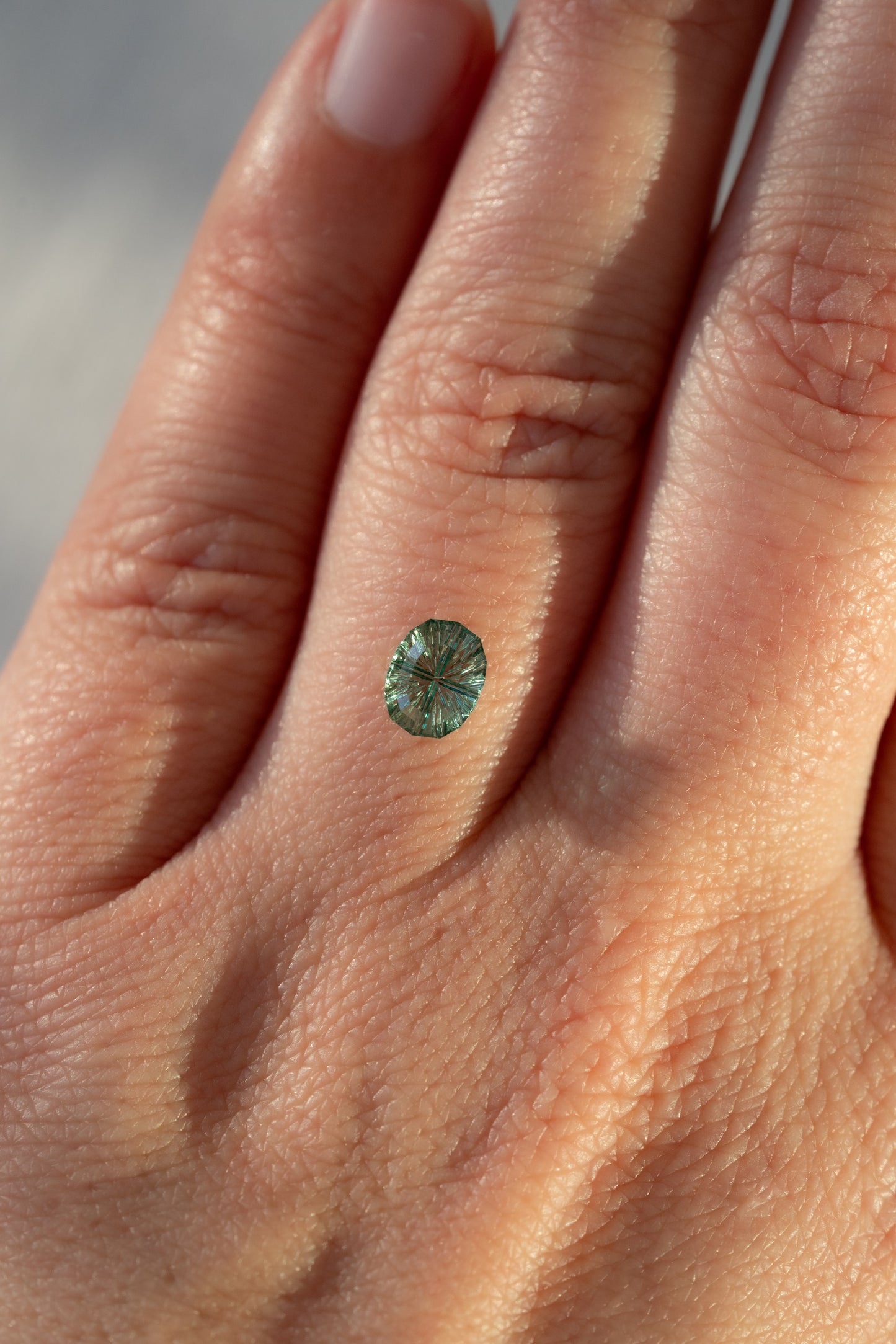 1.09 Carat Leafy Green Fantasy Cut Lab Sapphire