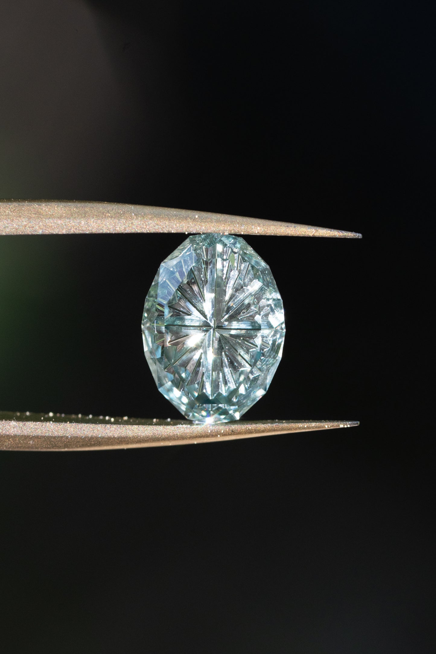 1.46 Carat Pale Green to Teal Fantasy Cut Oval Montana Sapphire