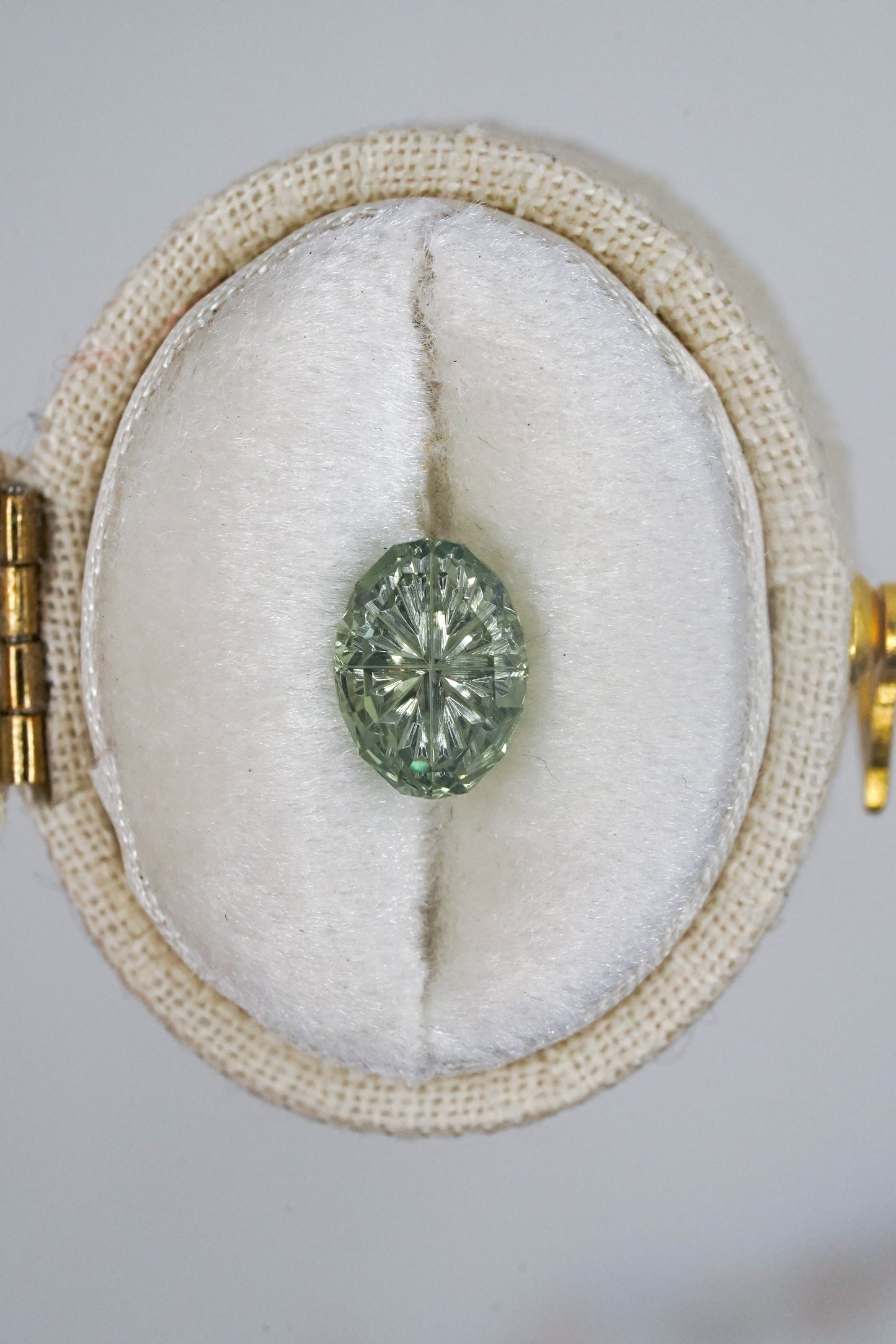 1.46 Carat Pale Green to Teal Fantasy Cut Oval Montana Sapphire