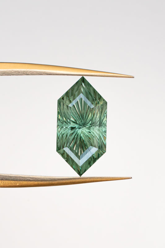 1.76 Carat Pale Green Fantasy Cut Lab Sapphire