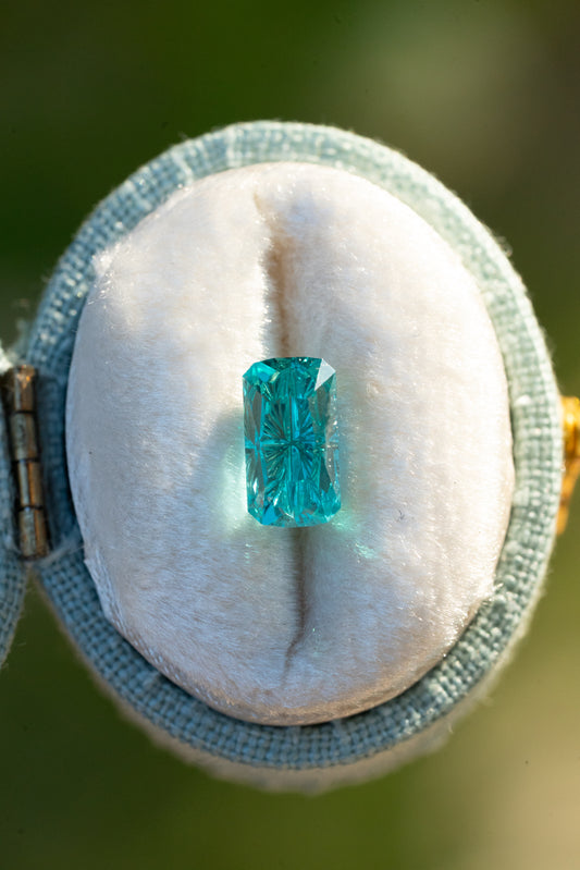 2.11 Carat Teal-Green Fantasy Cut Lab Sapphire