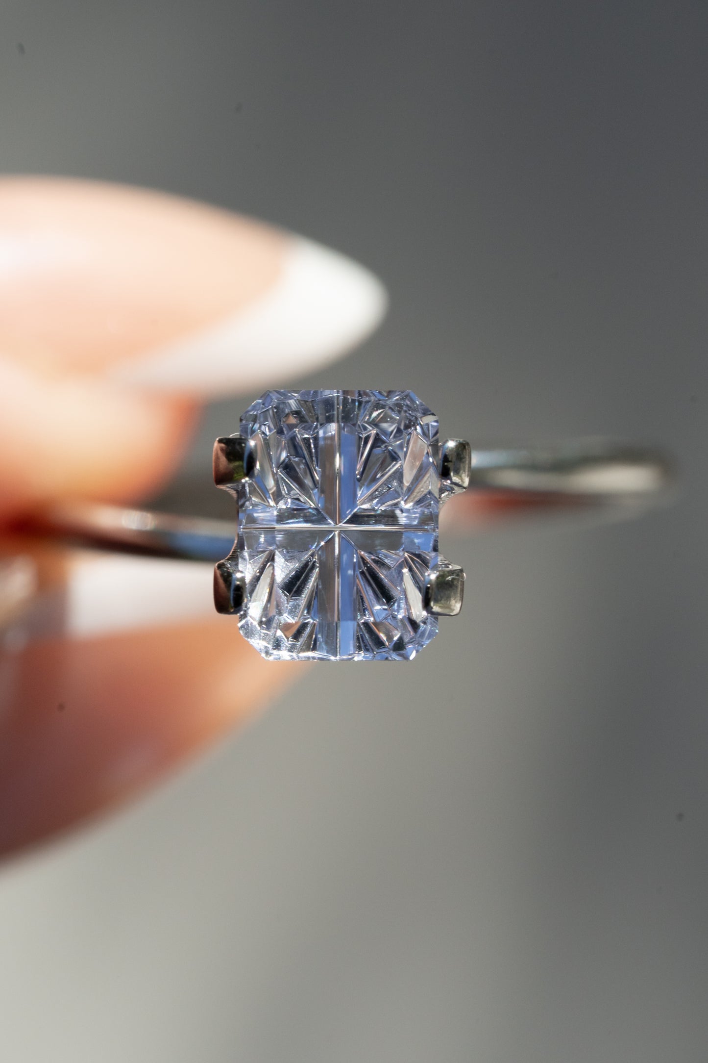 2.36 Carat Silvery Blue Lab Sapphire