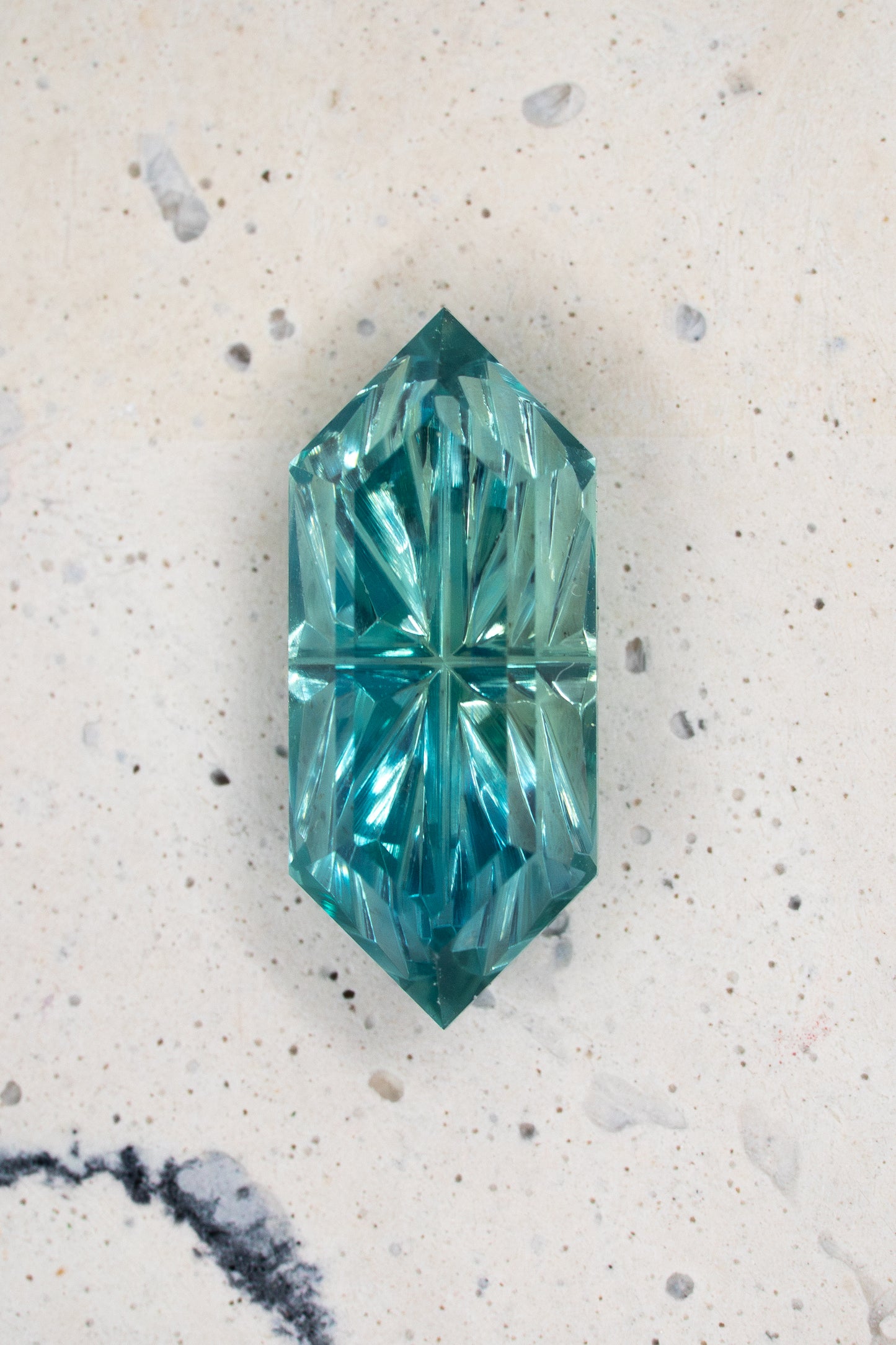 2.4 Carat Lagoon Green Two Tone Fantasy Cut Lab Sapphire