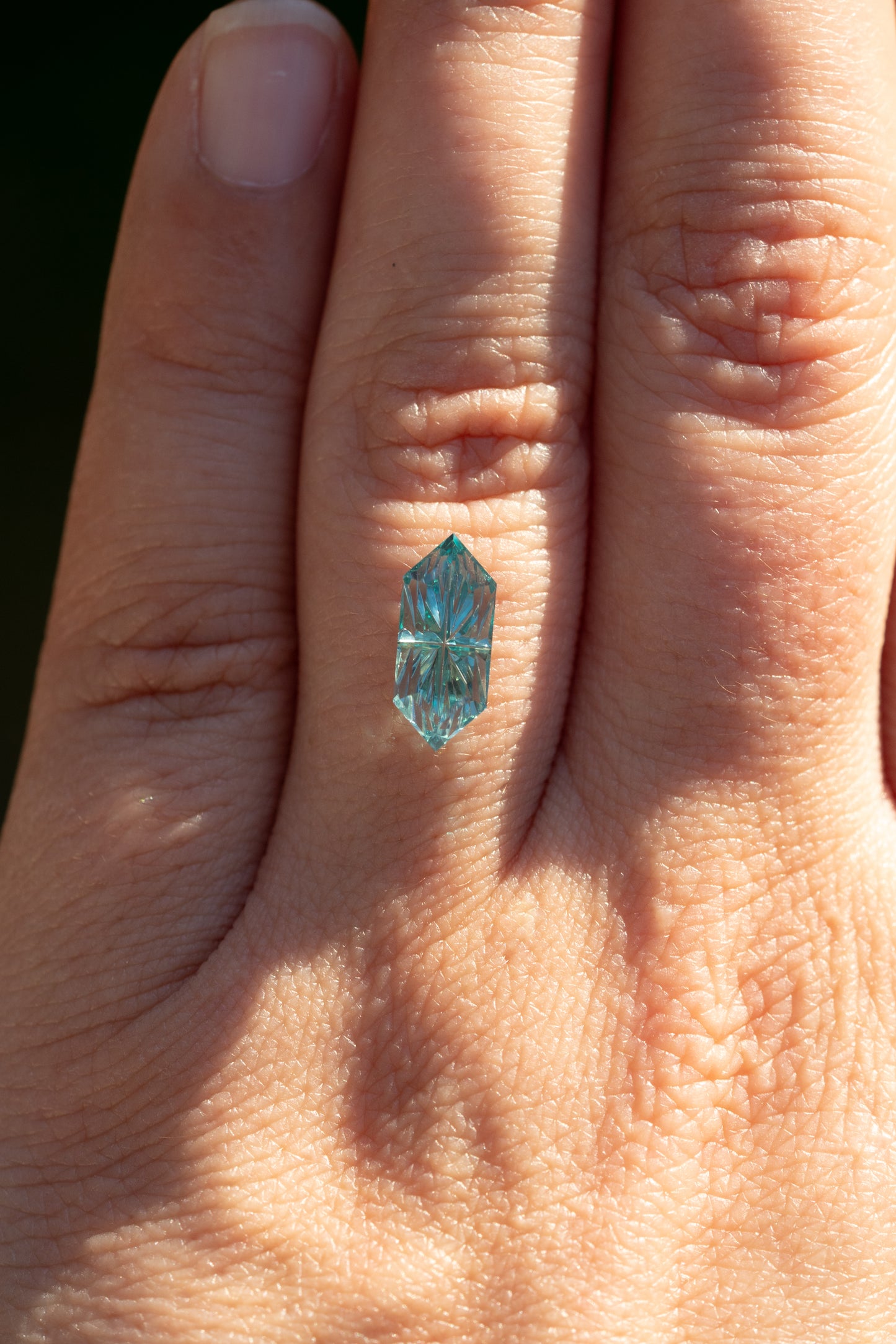 2.4 Carat Lagoon Green Two Tone Fantasy Cut Lab Sapphire
