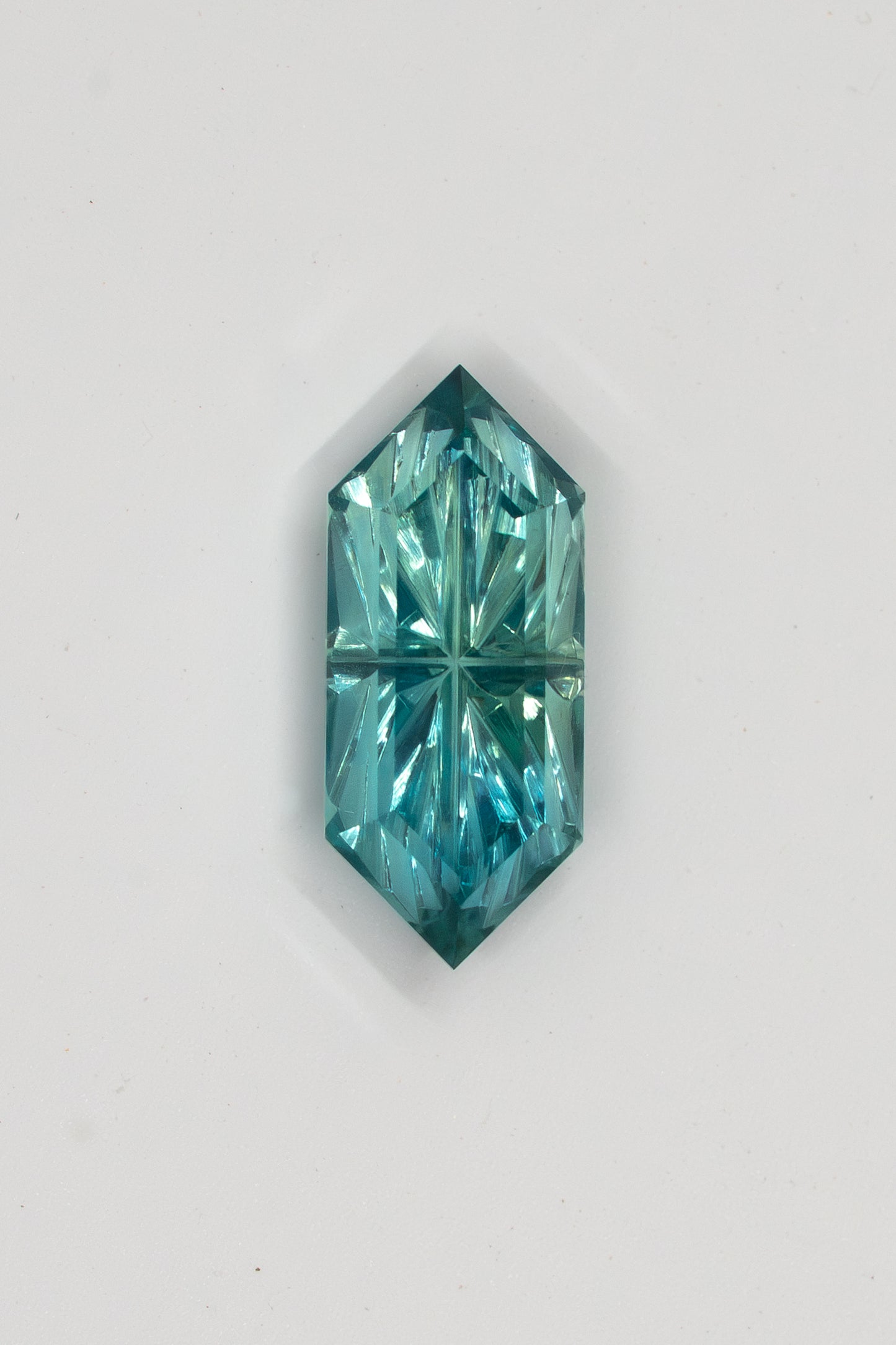 2.4 Carat Lagoon Green Two Tone Fantasy Cut Lab Sapphire