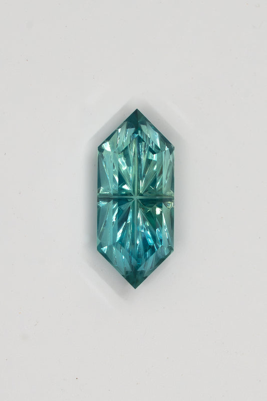 2.4 Carat Lagoon Green Two Tone Fantasy Cut Lab Sapphire