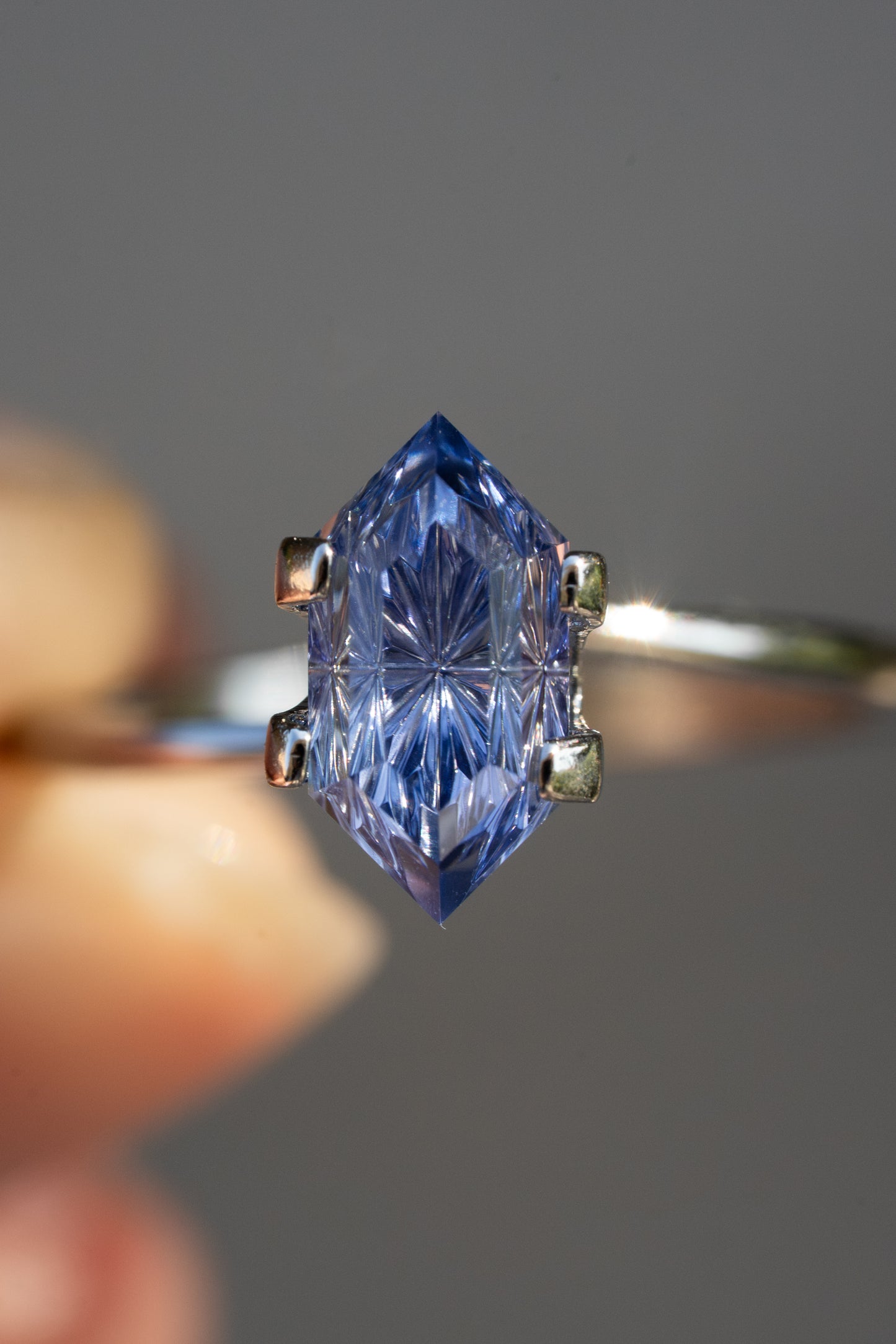 2.68 Carat Medium Blue Fantasy Cut Lab Sapphire