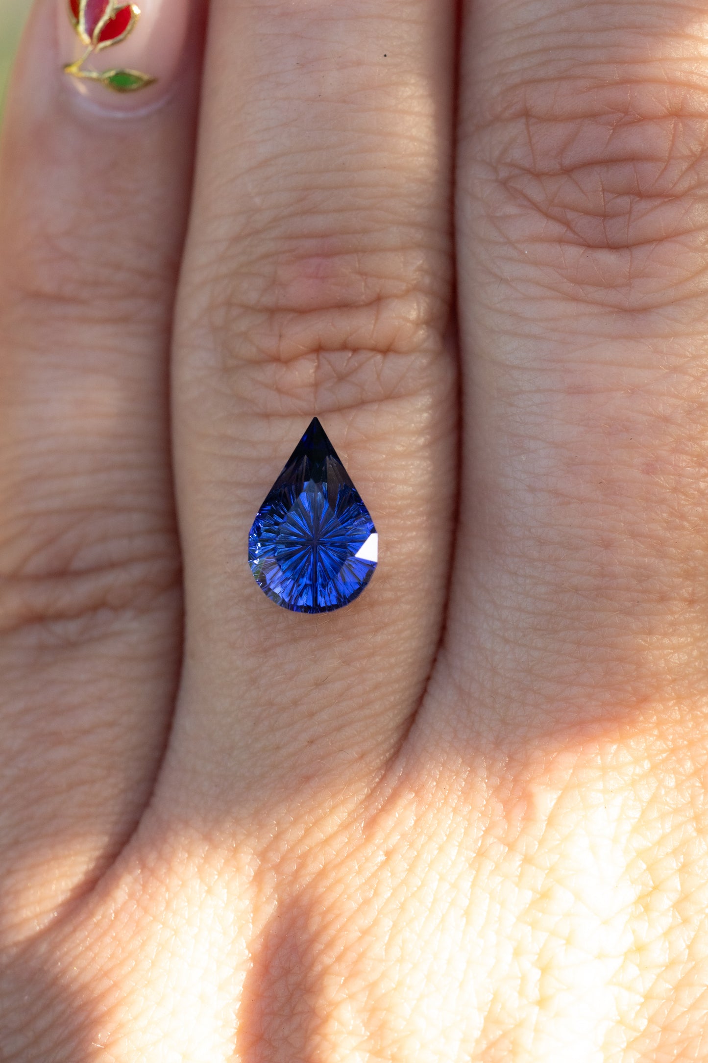 2.94 Carat “The Falcon” Blue Fantasy Cut Lab Sapphire