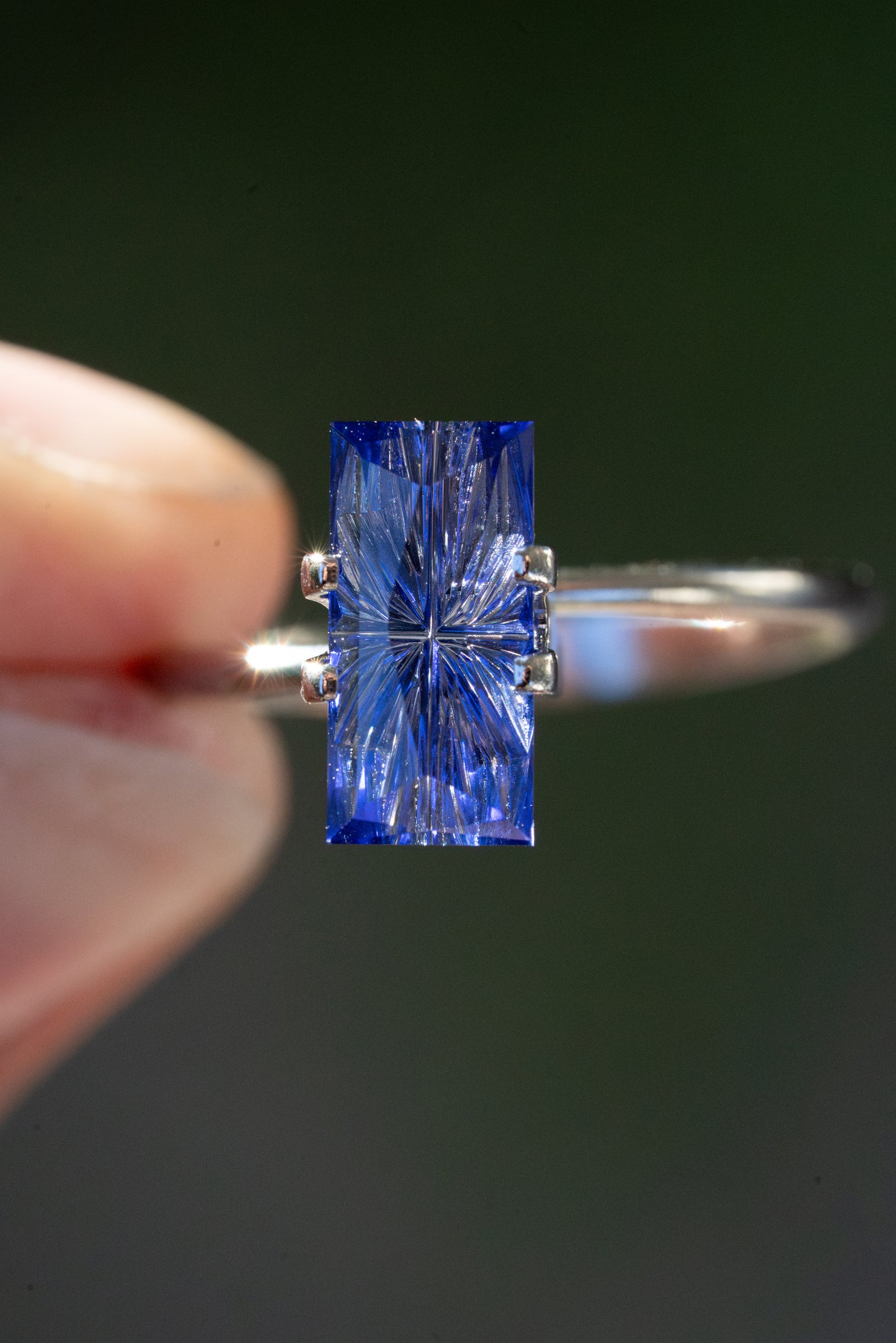 3.12 Carat Medium Blue Fantasy Cut Lab Sapphire