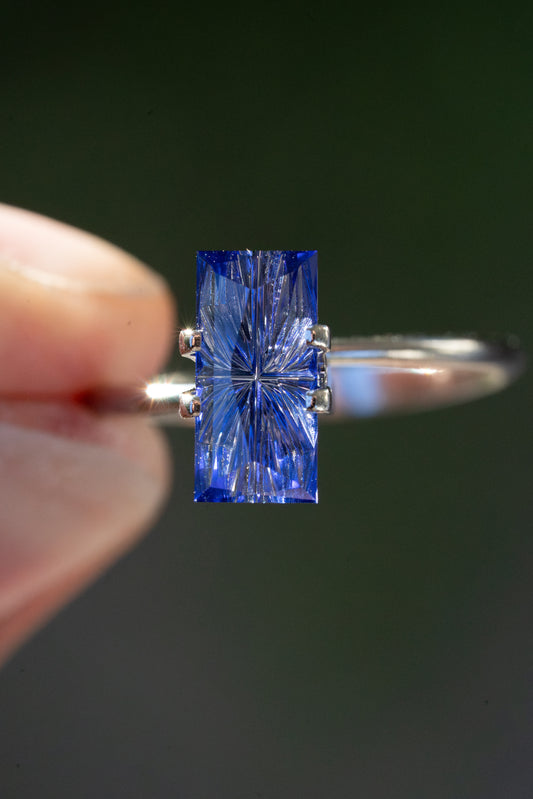 3.12 Carat Medium Blue Fantasy Cut Lab Sapphire