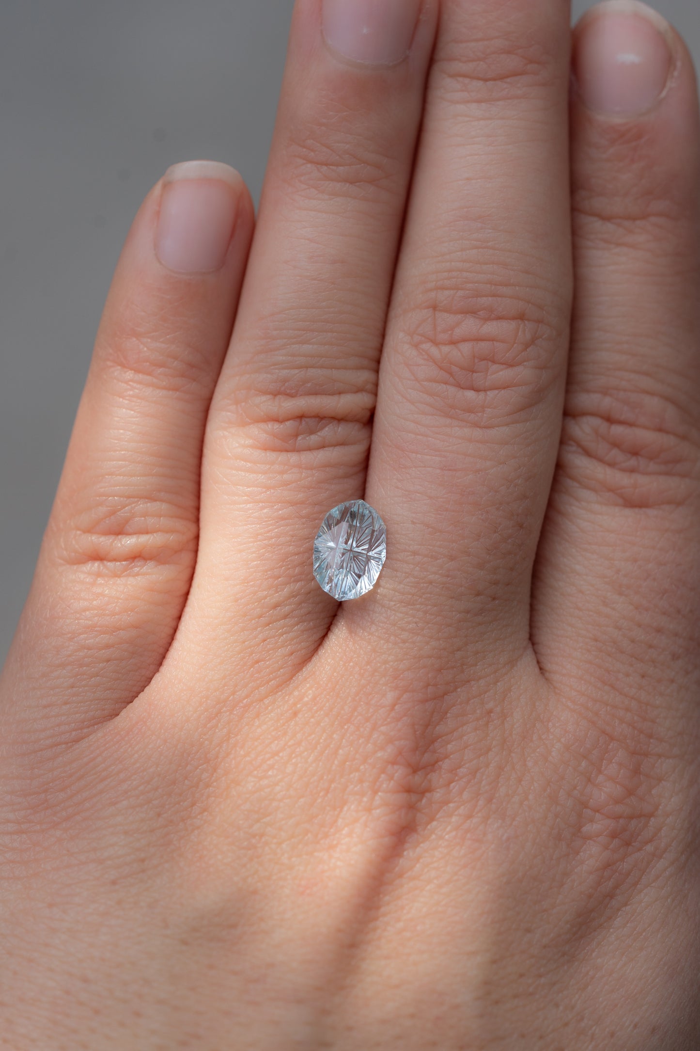3.14 Carat Light Aqua Blue Fantasy Cut Lab Sapphire