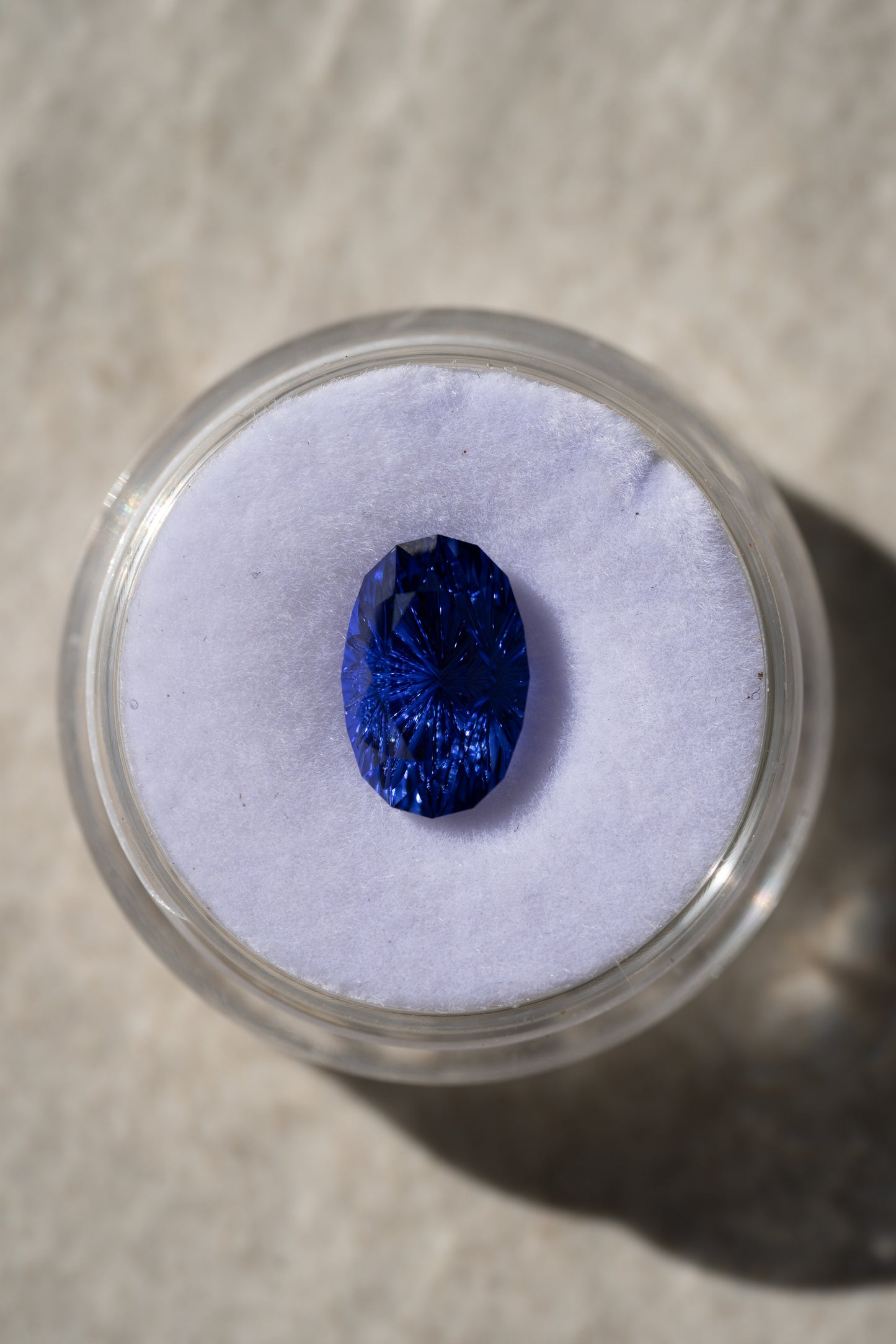 3.28 Carat Dark Blue Fantasy Cut Oval Lab Sapphire