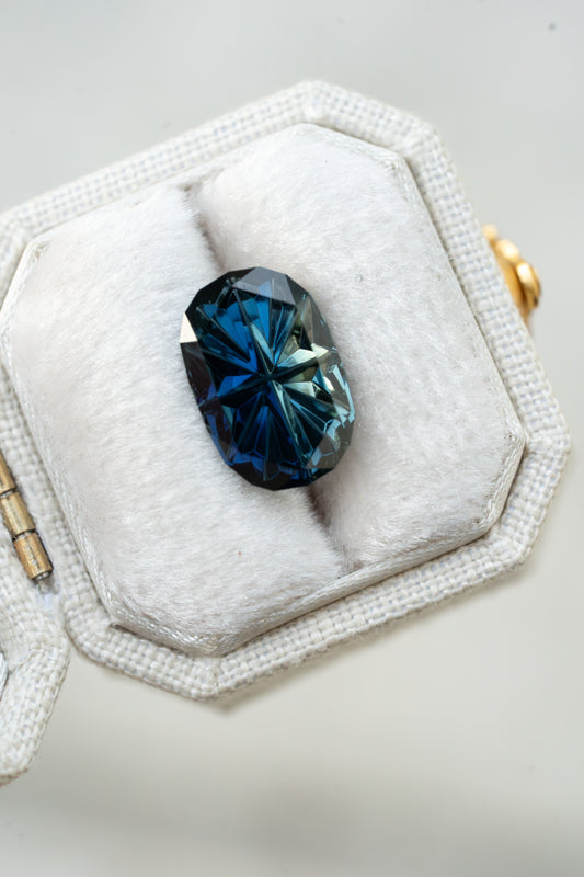 3.5 Carat Parti Colored Fantasy Cut Nigerian Sapphire