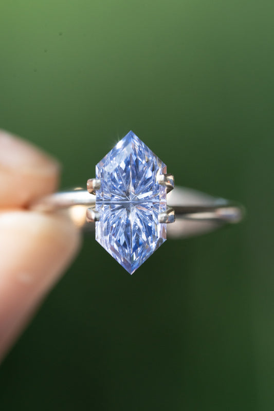 3.73 Carat Medium Periwinkle Fantasy Cut Lab Sapphire