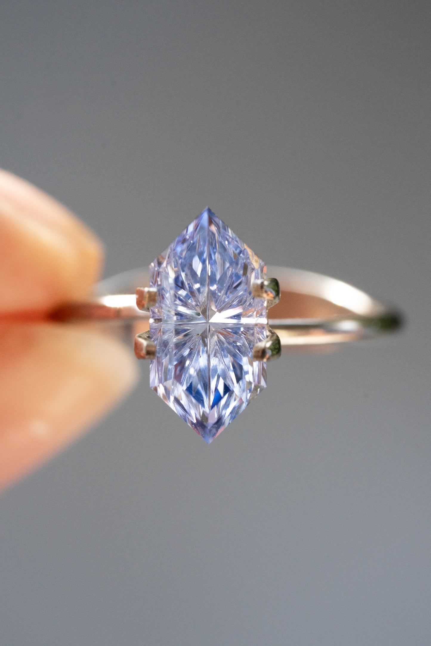 3.73 Carat Medium Periwinkle Fantasy Cut Lab Sapphire