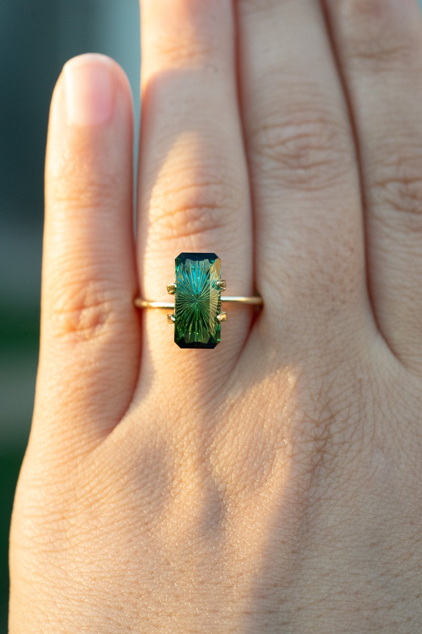 3.36 Carat Bi-Color Blue Green Fantasy Cut Natural Tourmaline
