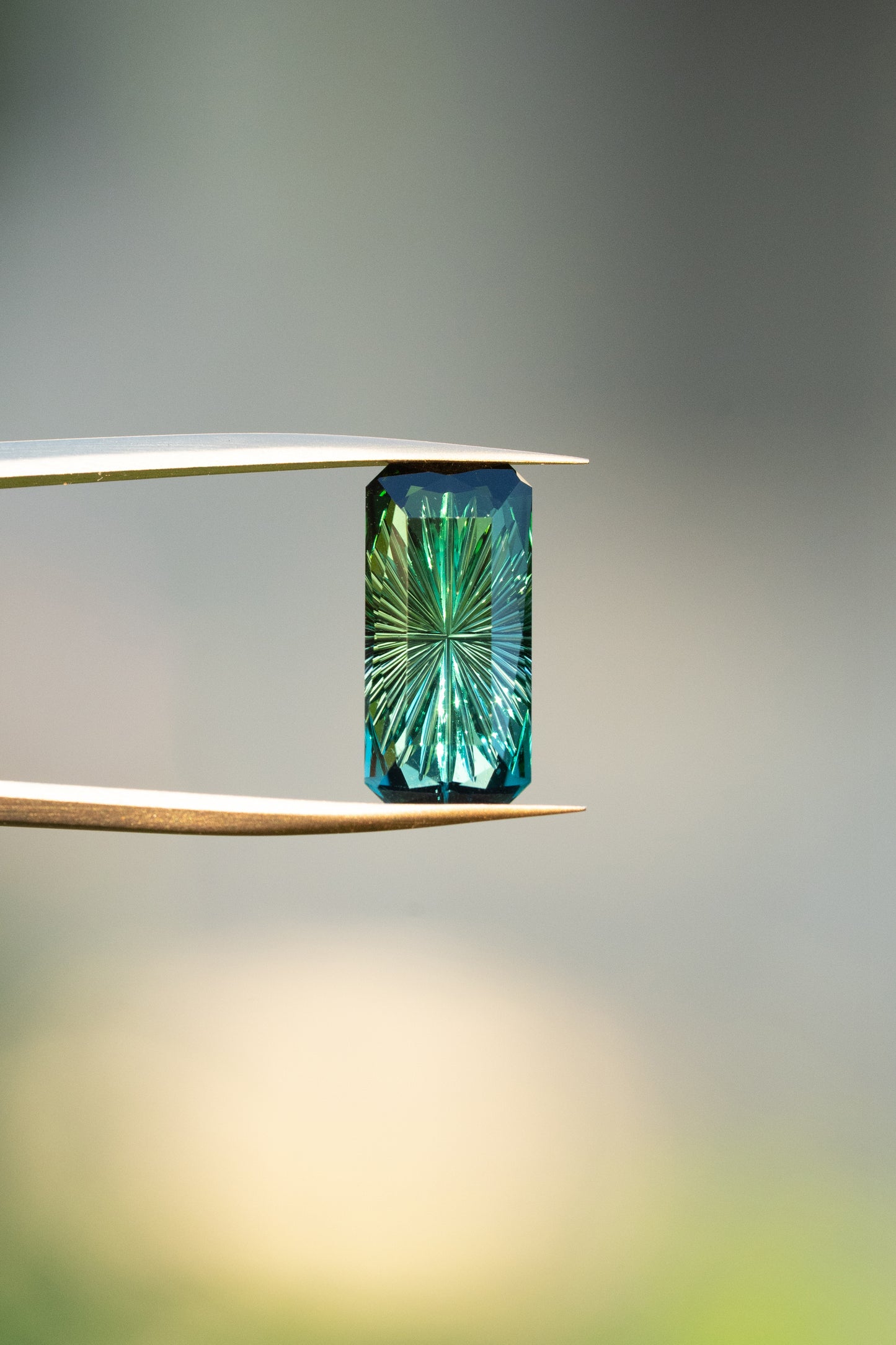 3.36 Carat Bi-Color Blue Green Fantasy Cut Natural Tourmaline