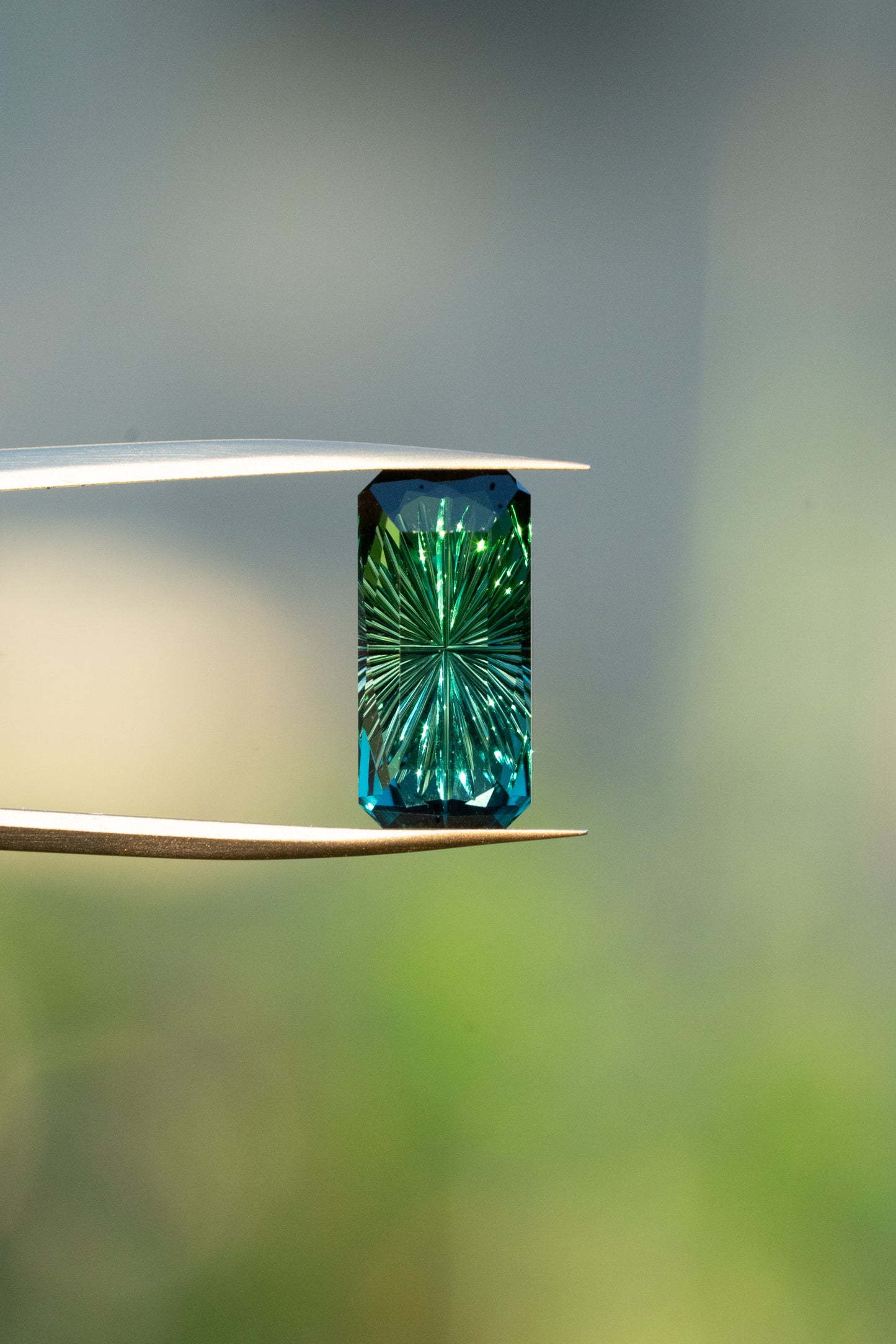 3.36 Carat Bi-Color Blue Green Fantasy Cut Natural Tourmaline