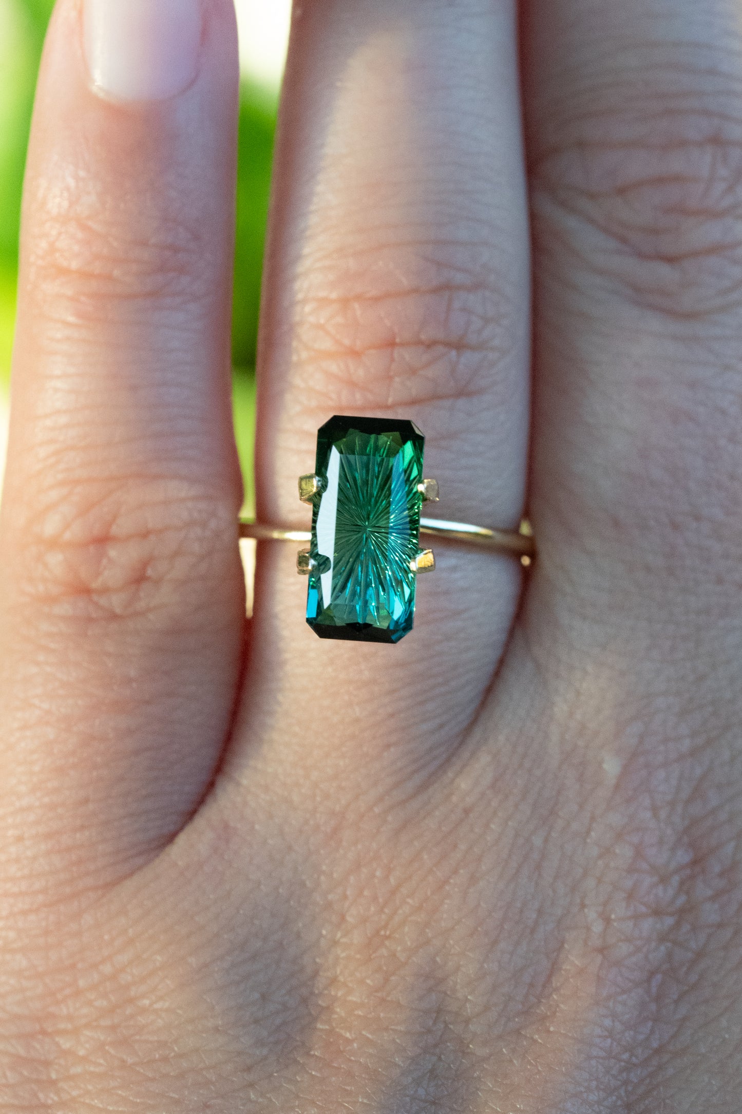 3.36 Carat Bi-Color Blue Green Fantasy Cut Natural Tourmaline