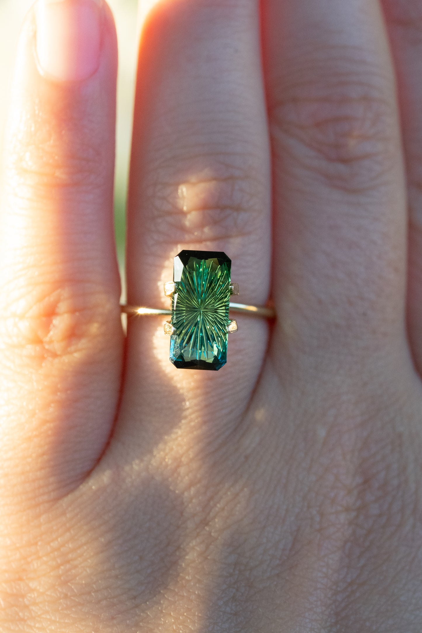 3.36 Carat Bi-Color Blue Green Fantasy Cut Natural Tourmaline