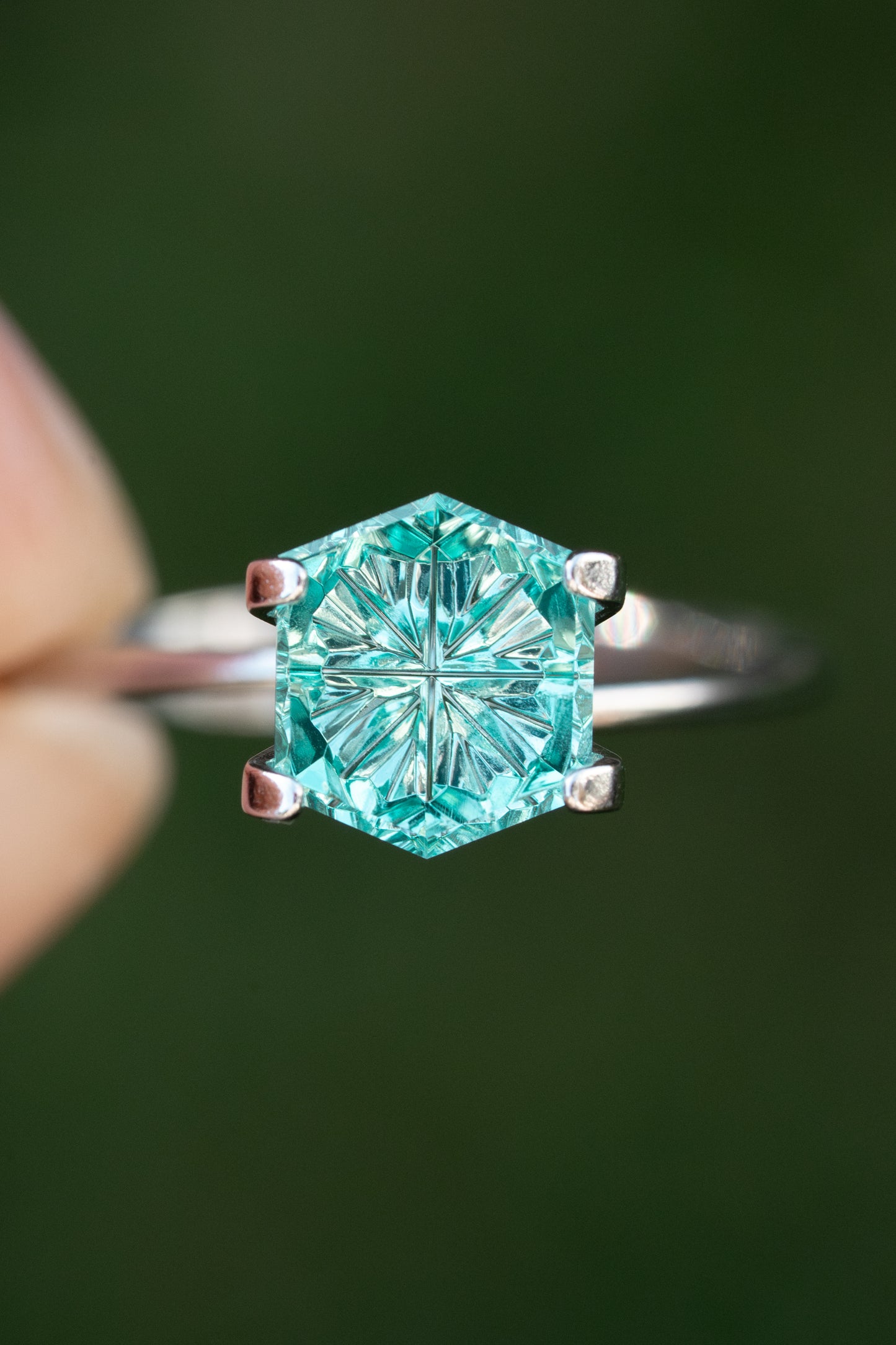 2.09 Carat Bright Teal Fantasy Cut Lab Sapphire