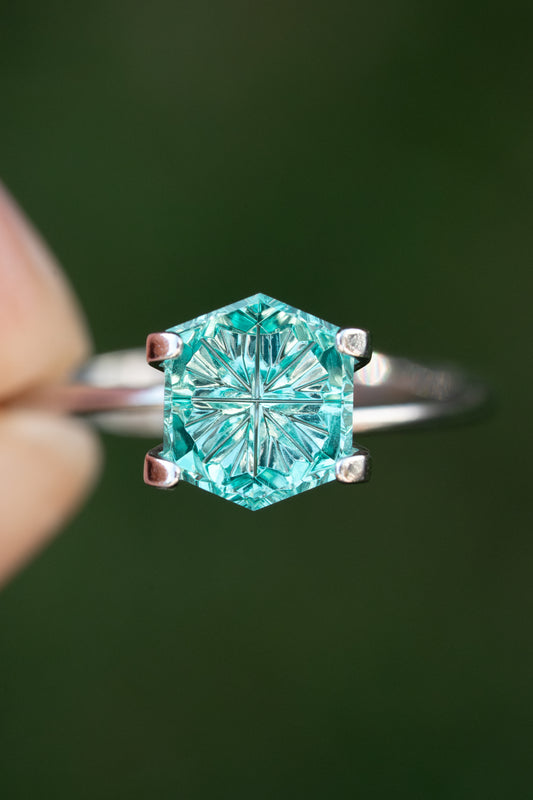 2.09 Carat Bright Teal Fantasy Cut Lab Sapphire